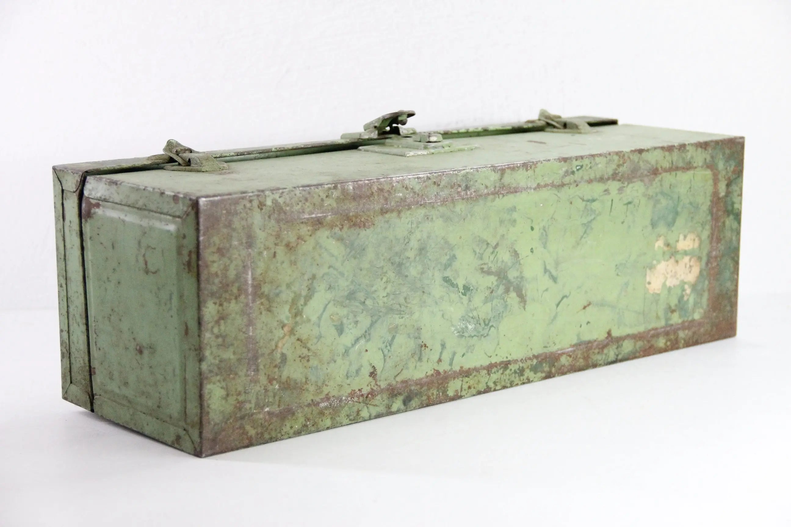 Vintage Metal Tool Box | Union Green With Tray-Tackle  Debra Hall Lifestyle