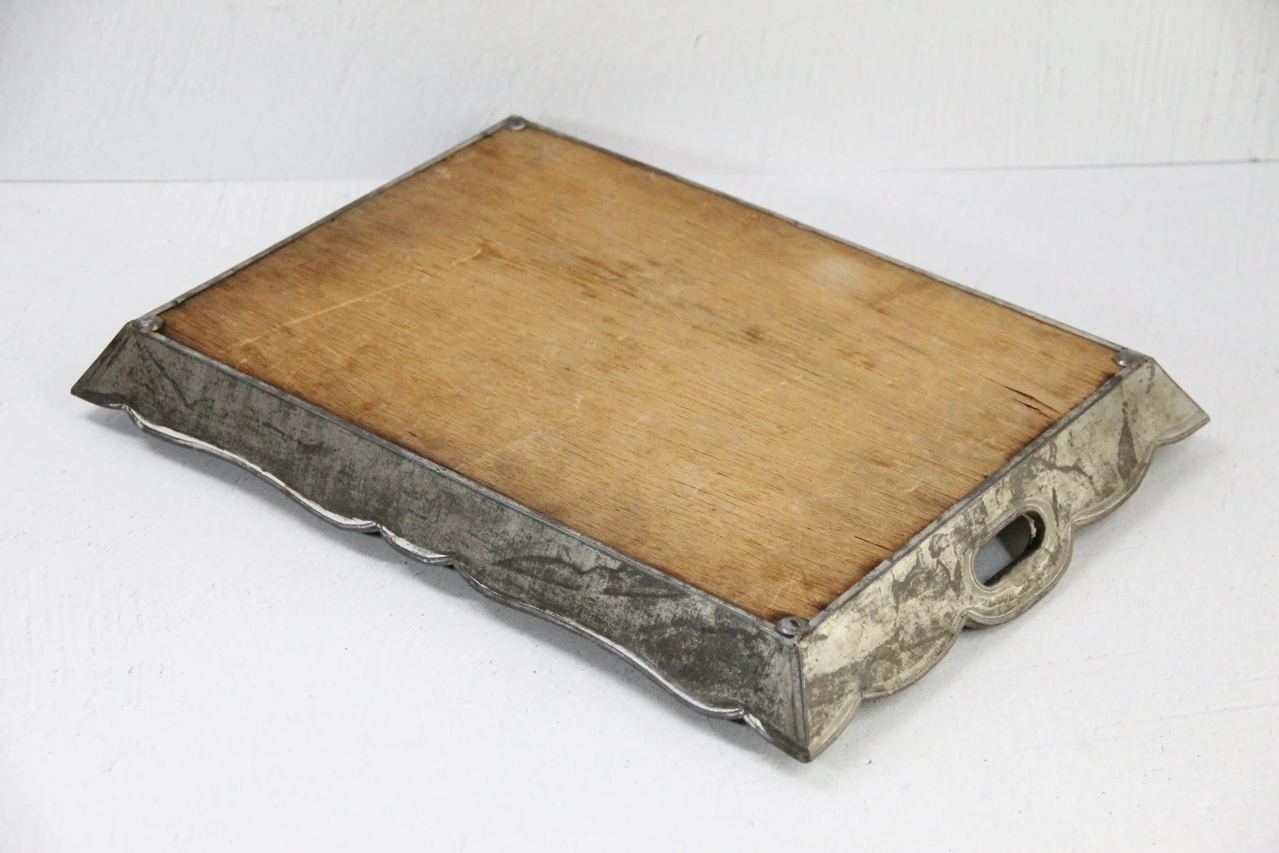 Vintage Mexican Folk Art Tray | Silver Tin Embossed  Debra Hall Lifestyle