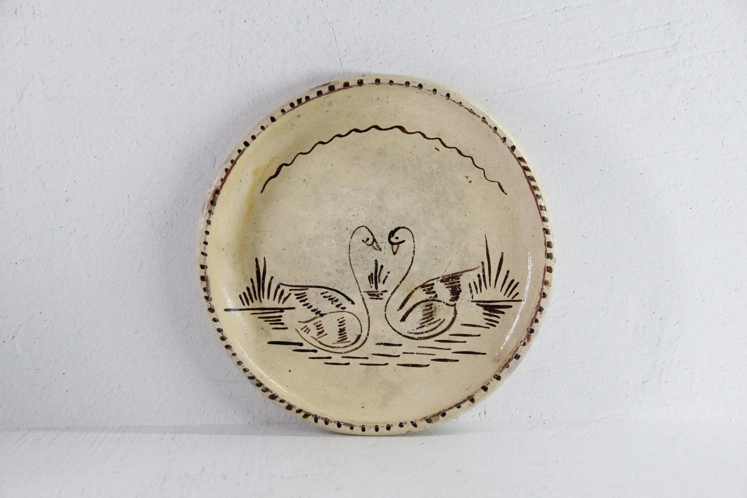 Vintage Mexican Pottery Plate | Tzintzuntzan Folk Art Swans  Debra Hall Lifestyle
