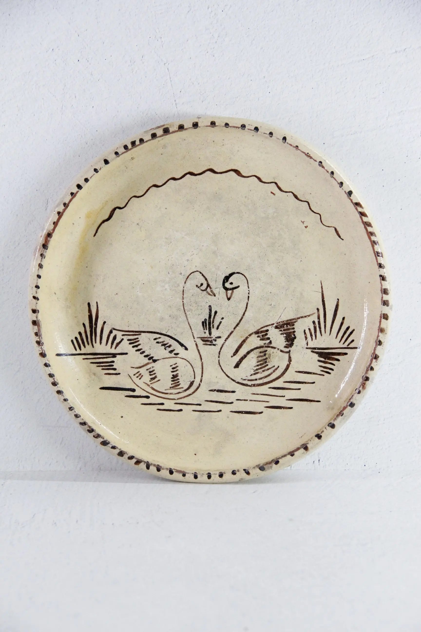 Vintage Mexican Pottery Plate | Tzintzuntzan Folk Art Swans  Debra Hall Lifestyle