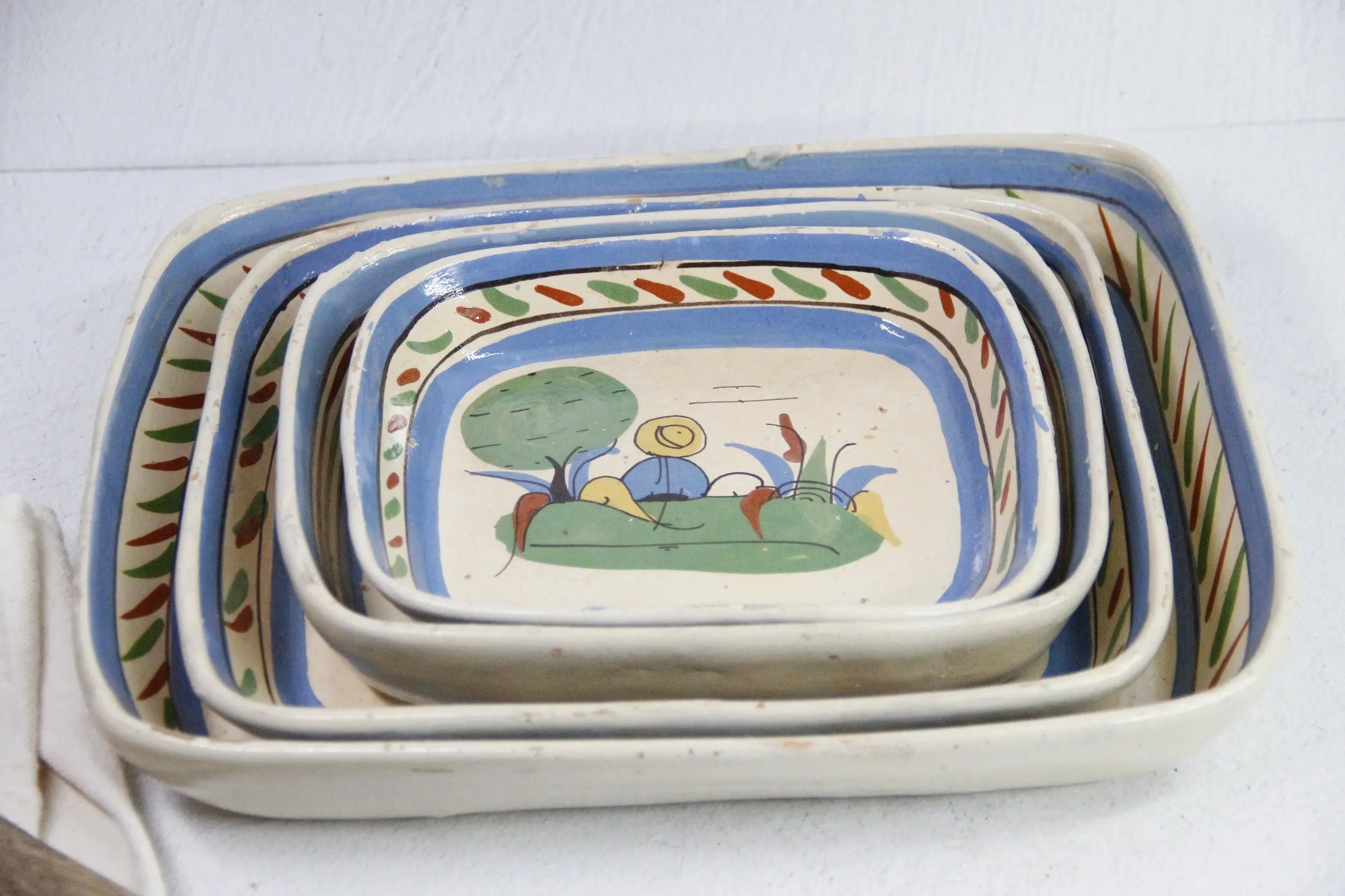 Vintage Mexican Tlaquepaque Pottery | 4 Nesting Casseroles  Debra Hall Lifestyle