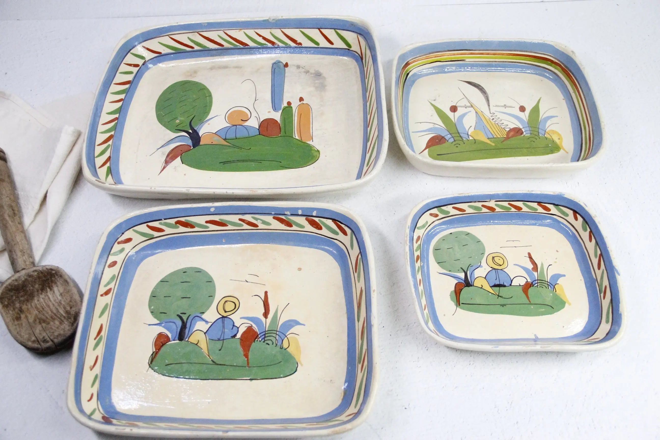 Vintage Mexican Tlaquepaque Pottery | 4 Nesting Casseroles  Debra Hall Lifestyle