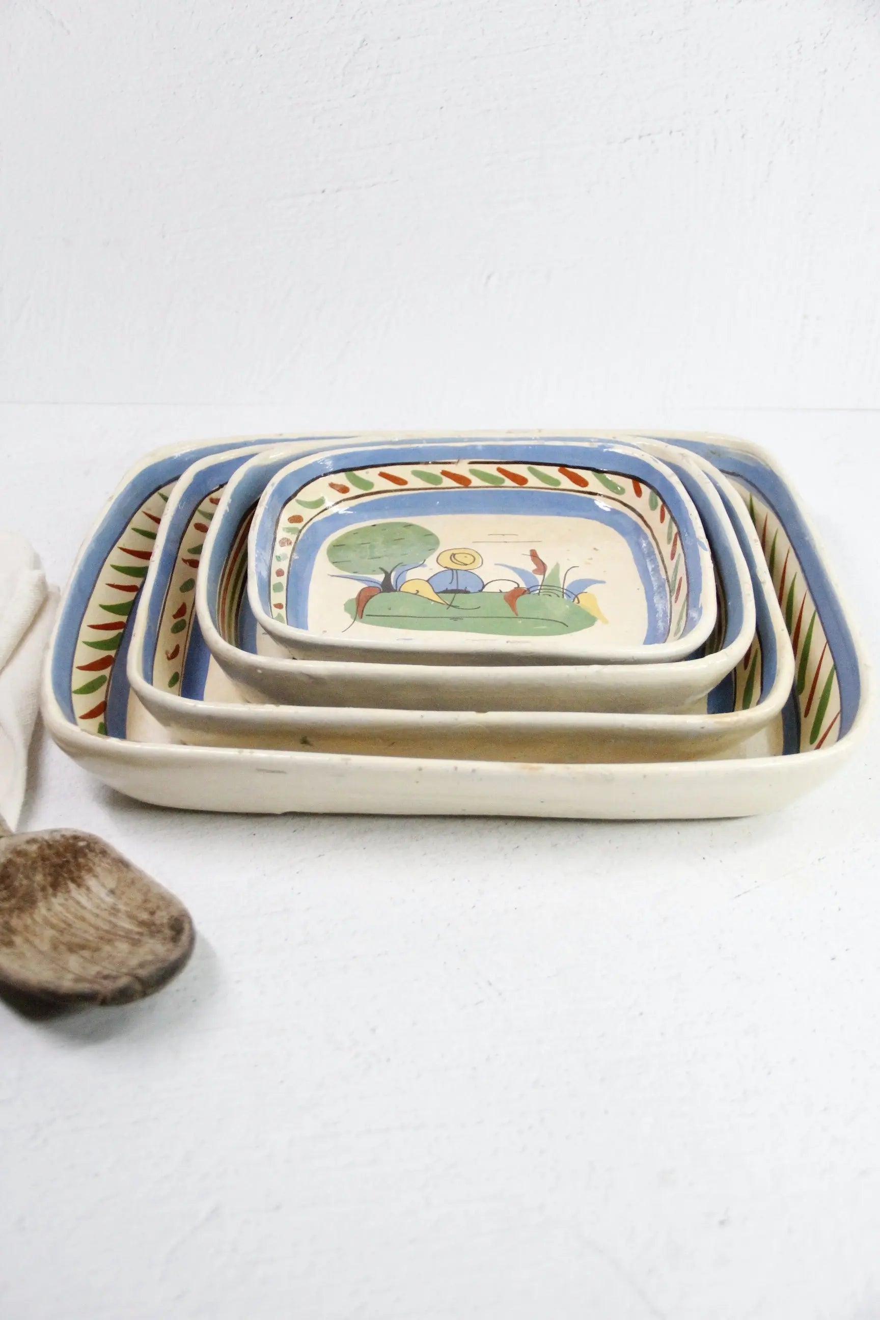 Vintage Mexican Tlaquepaque Pottery | 4 Nesting Casseroles  Debra Hall Lifestyle