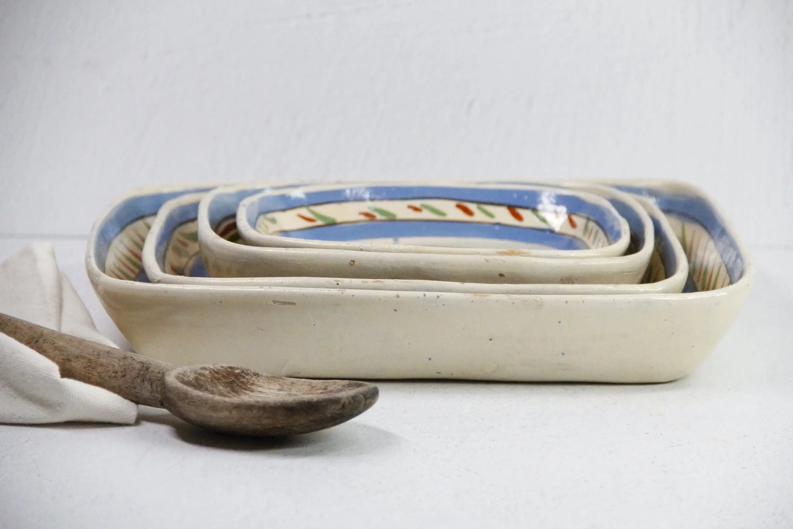 Vintage Mexican Tlaquepaque Pottery | 4 Nesting Casseroles  Debra Hall Lifestyle