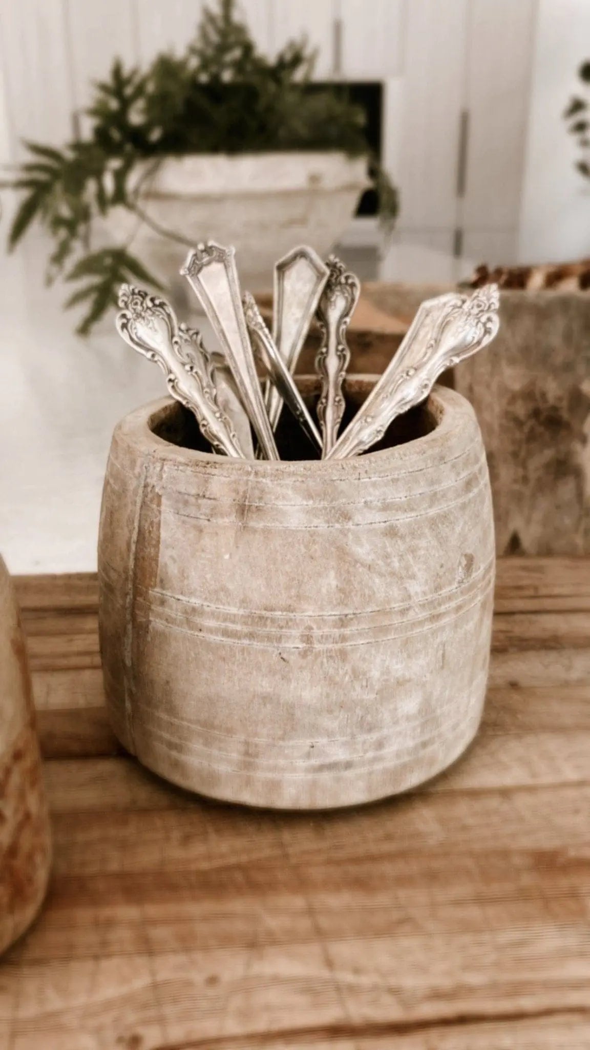 Vintage Natural Wooden Honey Pot  Debra Hall Lifestyle