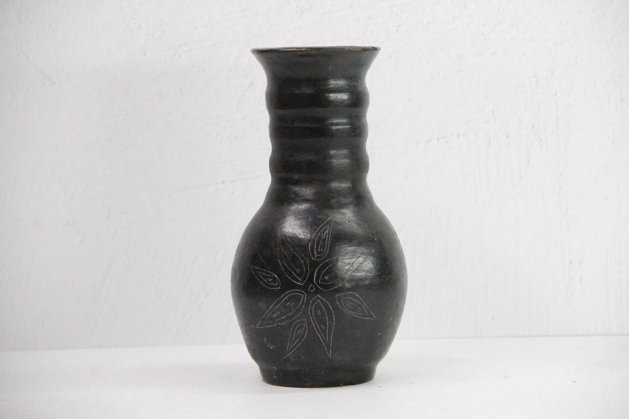 Vintage Oaxaca Black Pottery Vase | Signed Vessel  Debra Hall Lifestyle