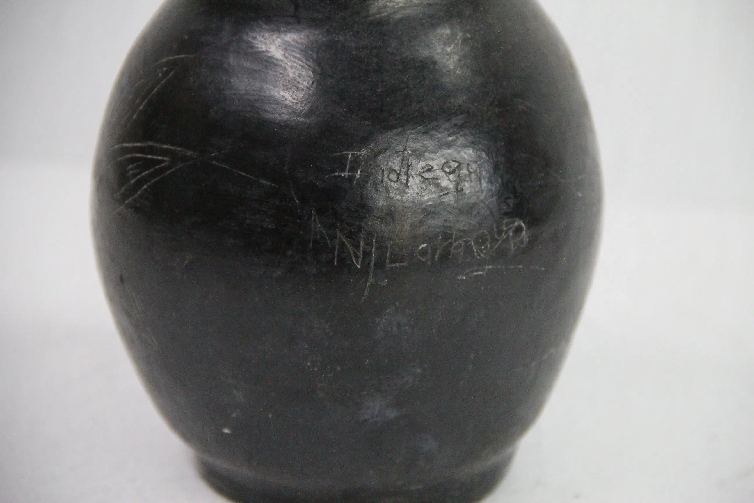 Vintage Oaxaca Black Pottery Vase | Signed Vessel  Debra Hall Lifestyle