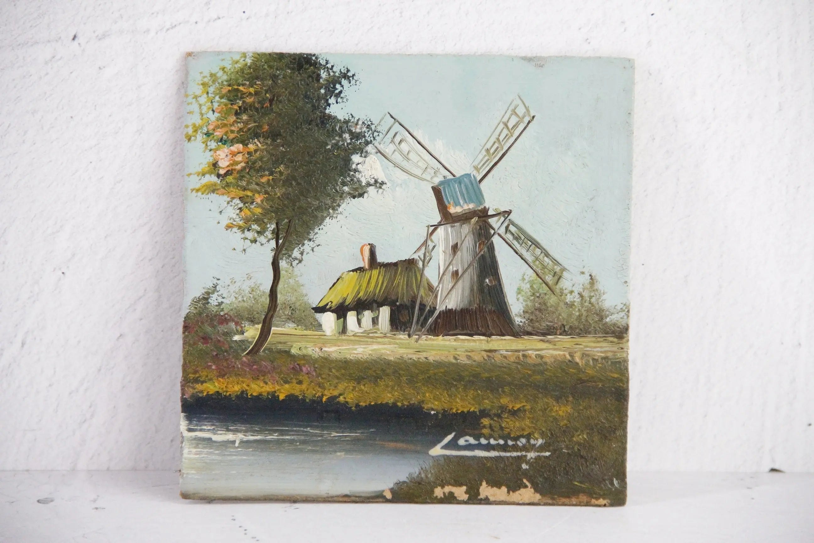 Vintage Oil Painting On Panel | Provence Mill  Debra Hall Lifestyle