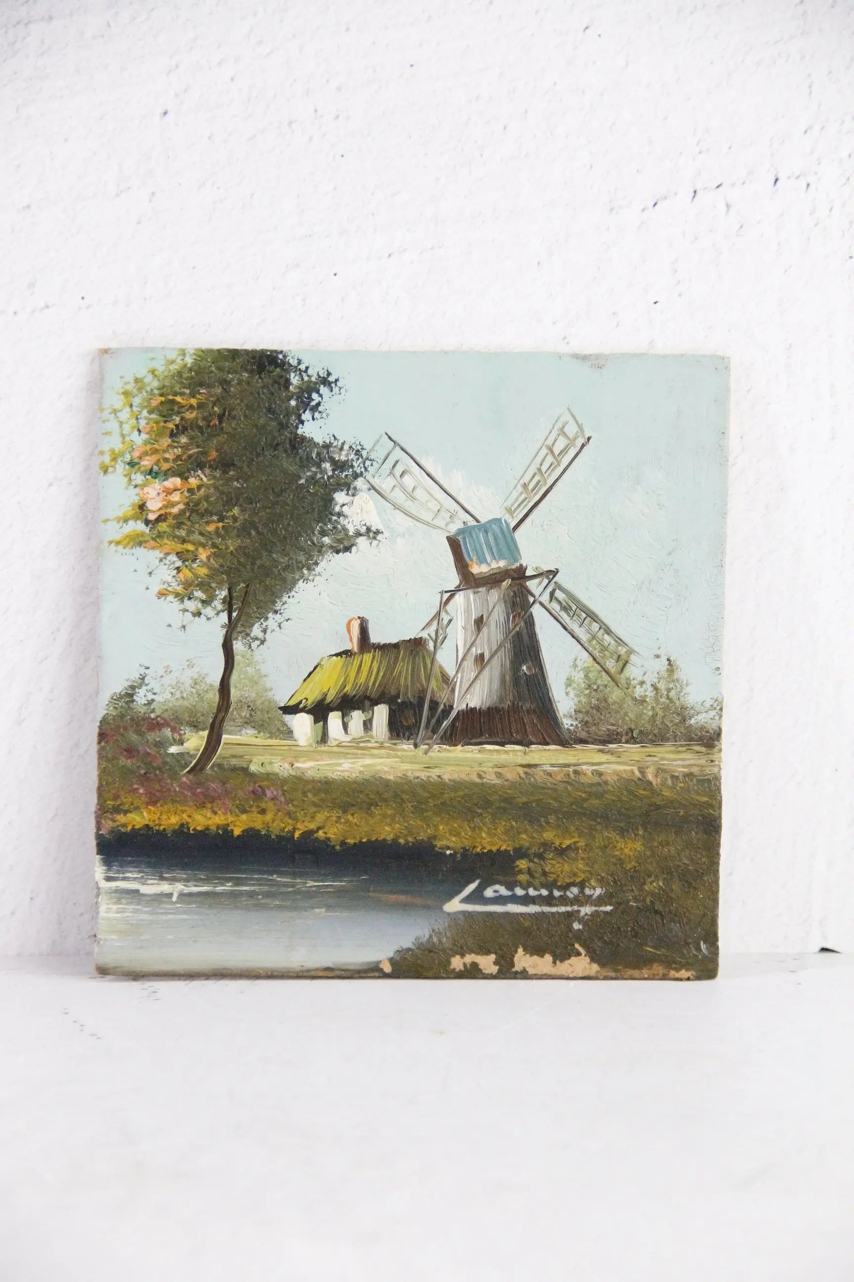 Vintage Oil Painting On Panel | Provence Mill  Debra Hall Lifestyle