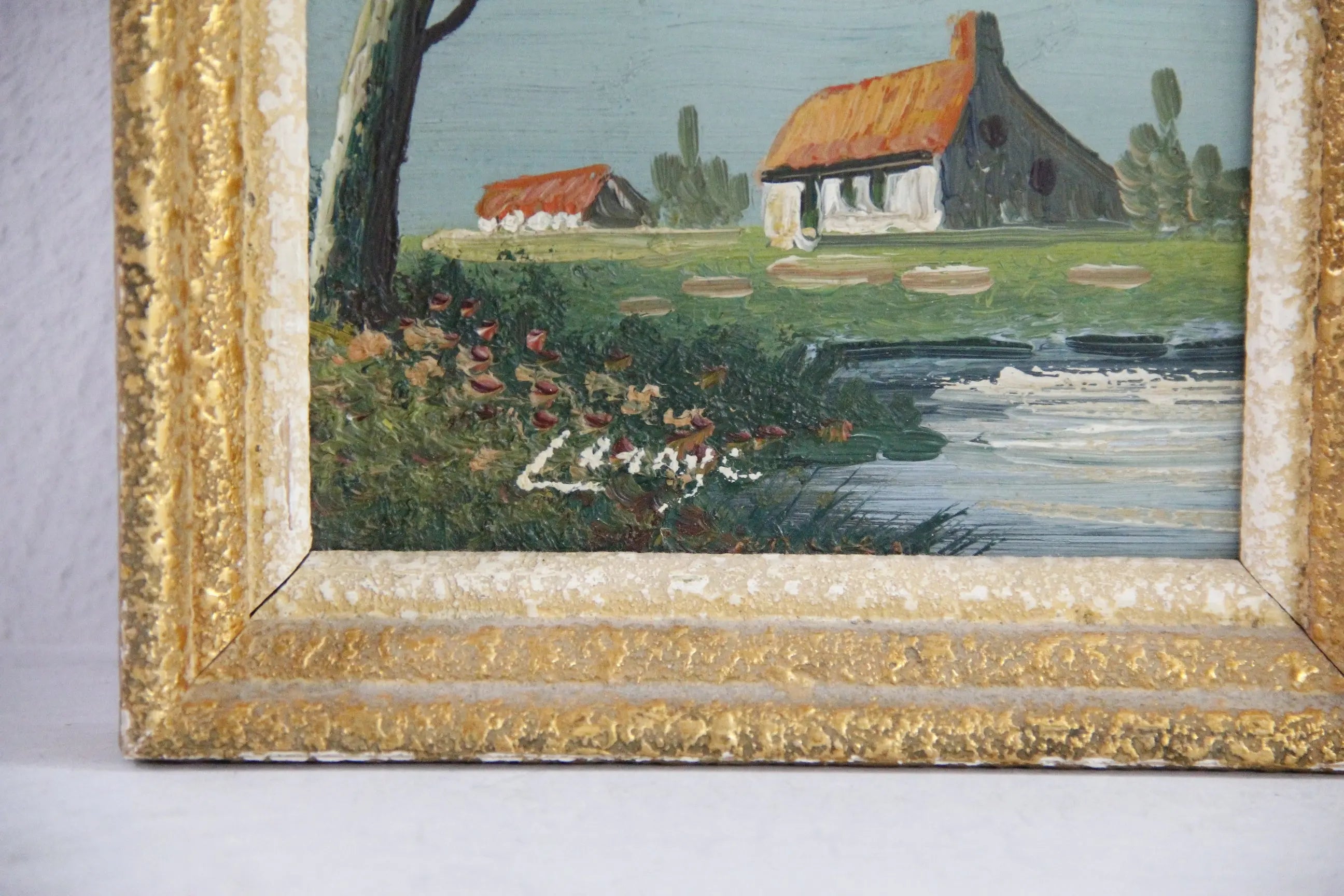 Vintage Oil Painting on Panel | Provence Farmhouse Signed  Debra Hall Lifestyle