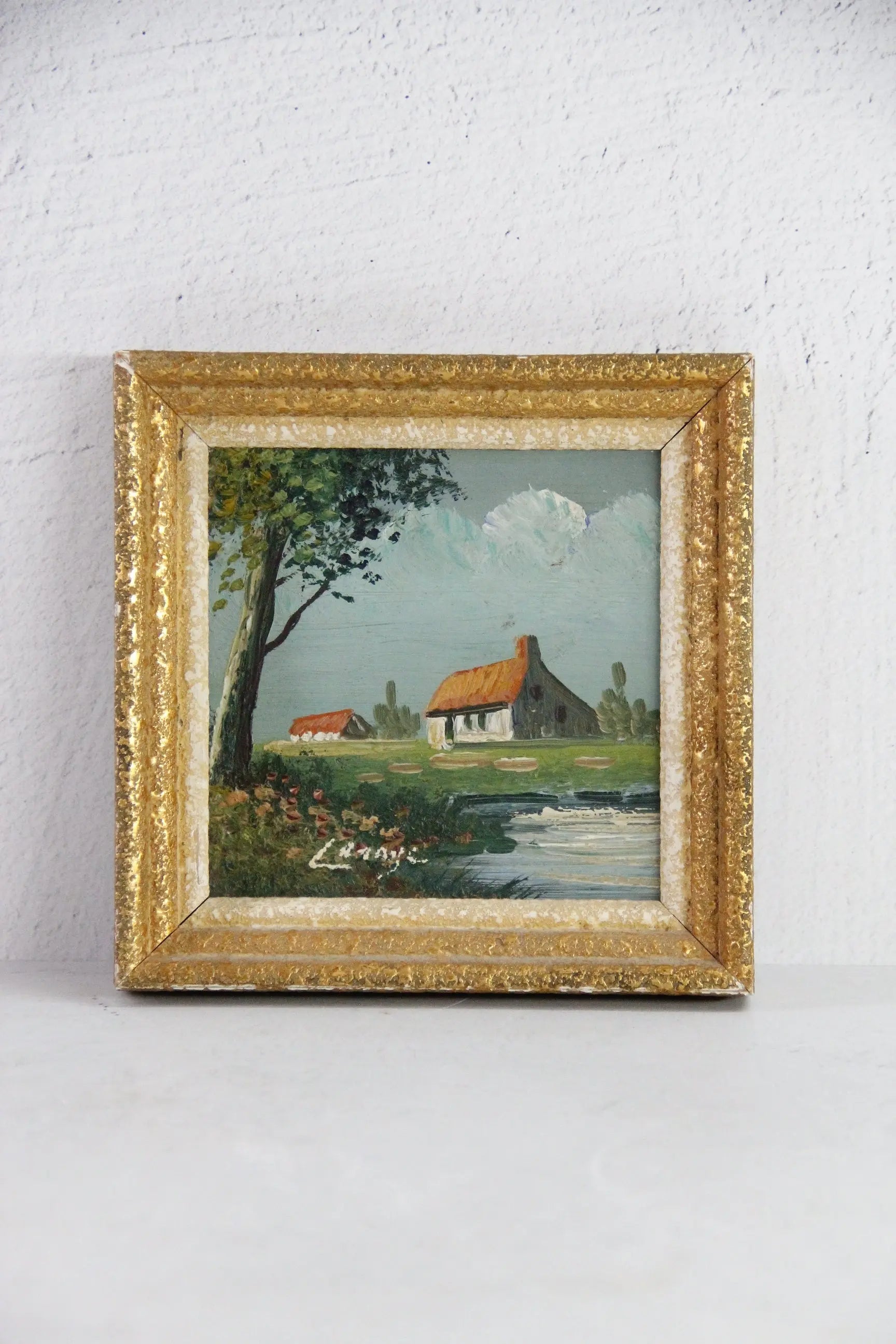 Vintage Oil Painting on Panel | Provence Farmhouse Signed  Debra Hall Lifestyle