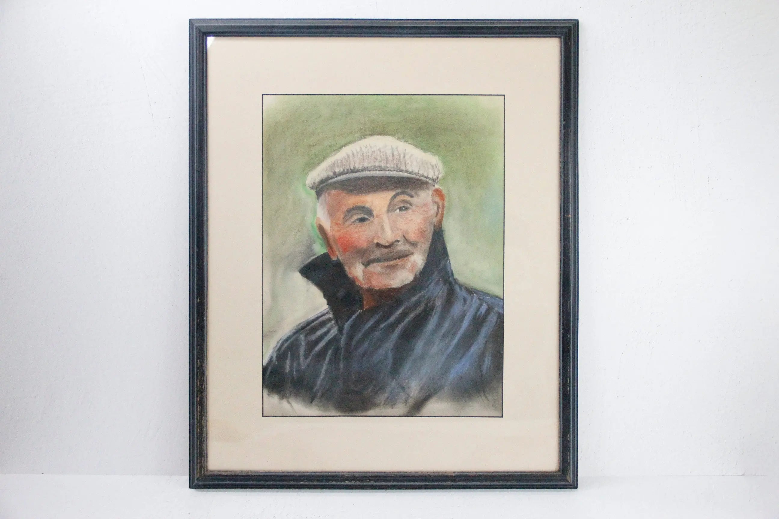 Vintage Original Pastel Art-Portrait Drawing Seaman  Debra Hall Lifestyle