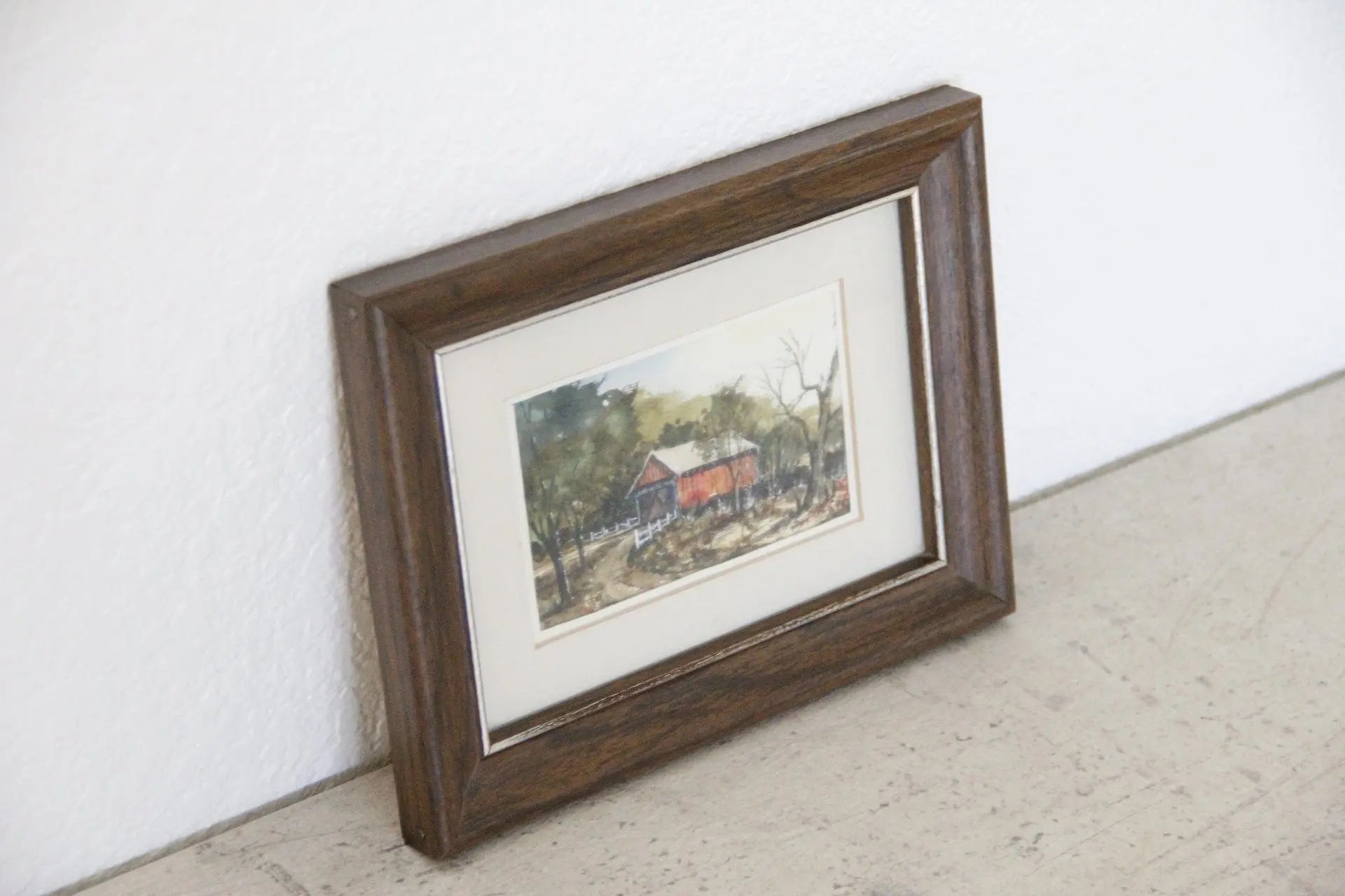 Vintage Original Watercolor Painting | Framed Ohio Bridge  Debra Hall Lifestyle