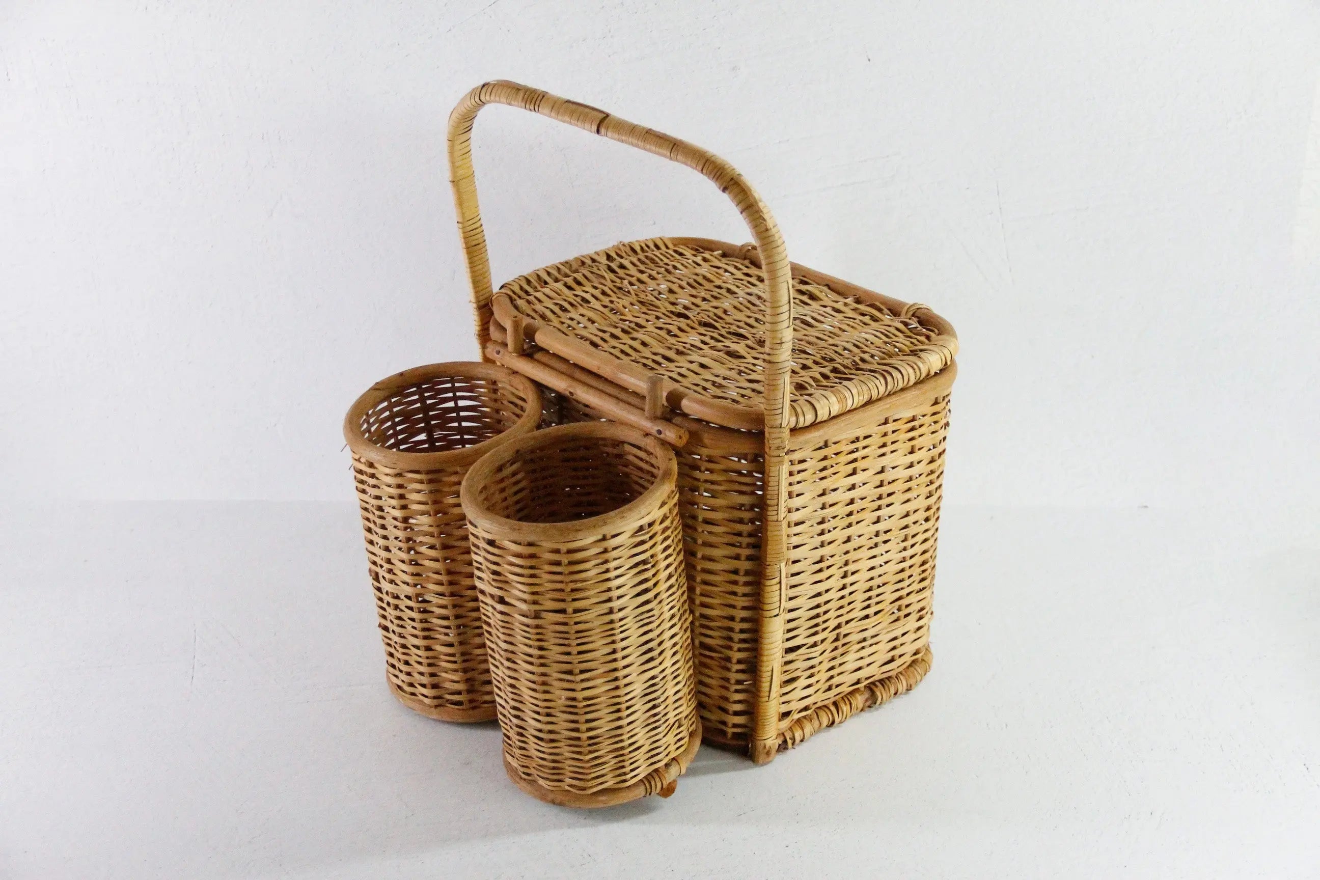 Vintage Picnic Basket Wine Caddy | Wicker 60s French Style  Debra Hall Lifestyle