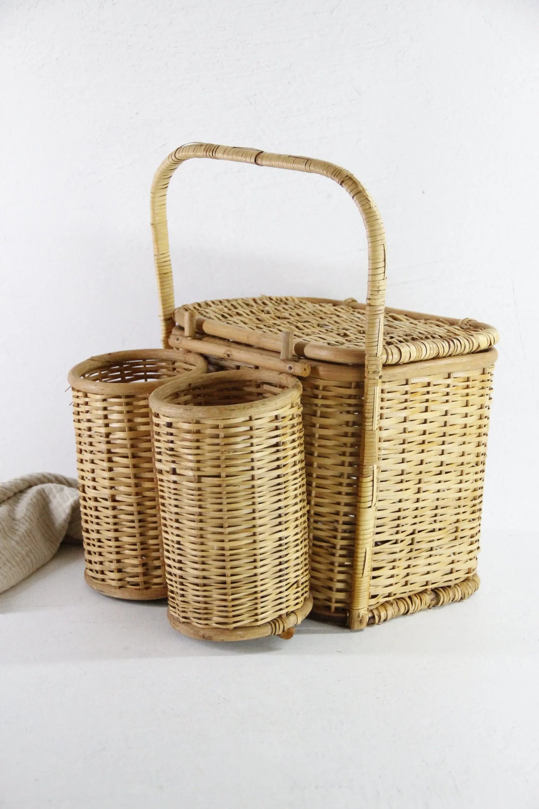 Vintage Picnic Basket Wine Caddy | Wicker 60s French Style  Debra Hall Lifestyle