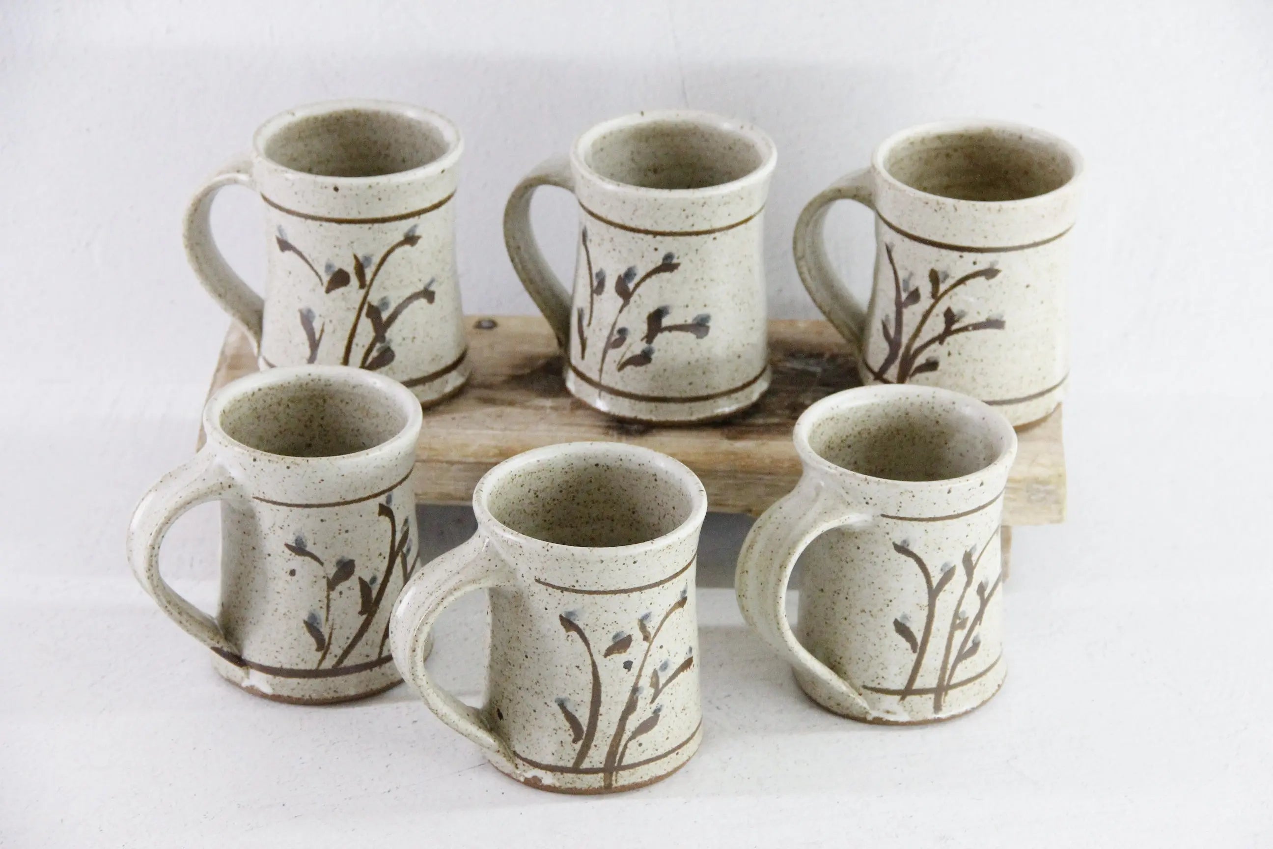Vintage Pottery Mugs | 6 Hand Made One of a Kind Cup  Debra Hall Lifestyle