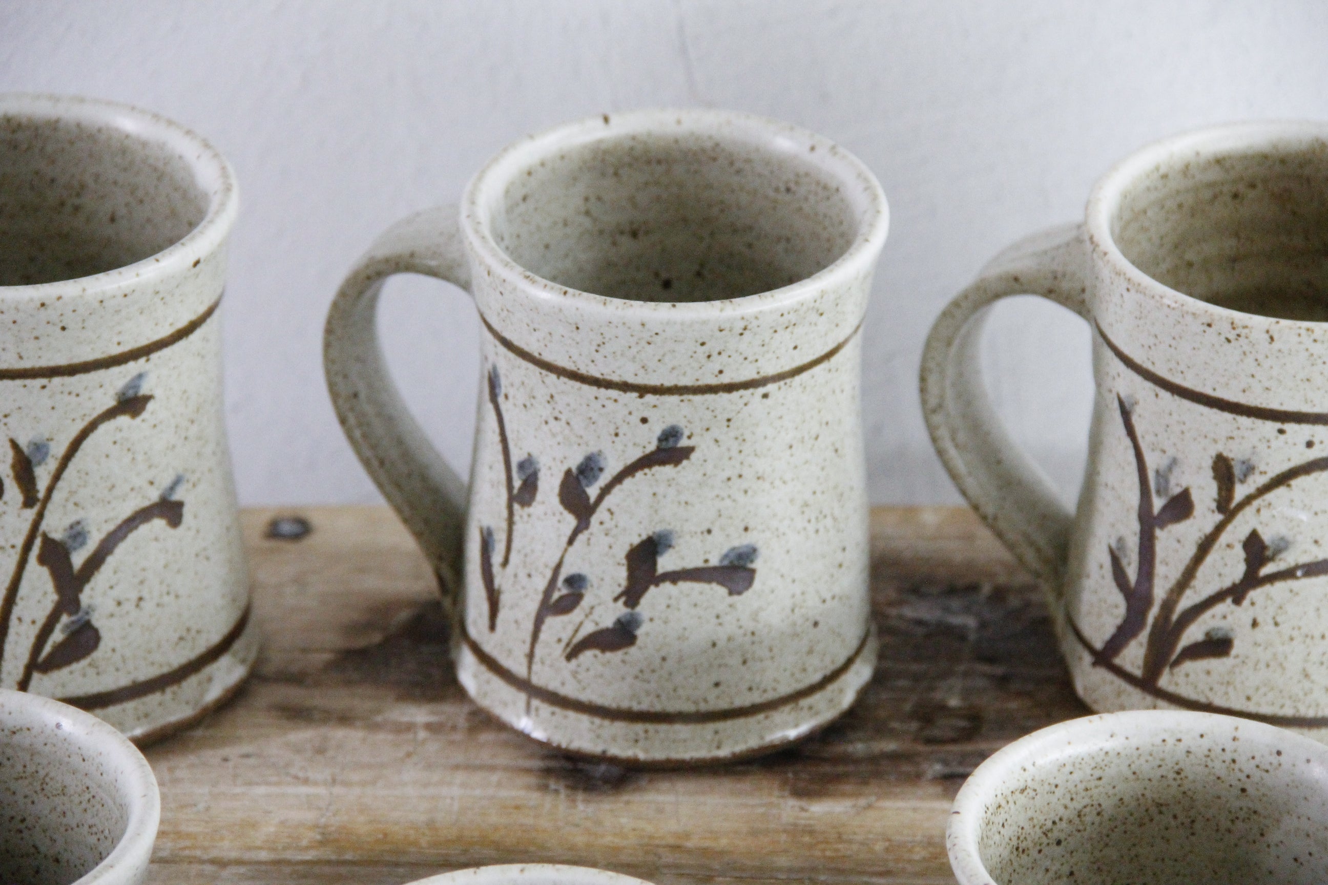 Vintage Pottery Mugs | 6 Hand Made One of a Kind Cup  Debra Hall Lifestyle