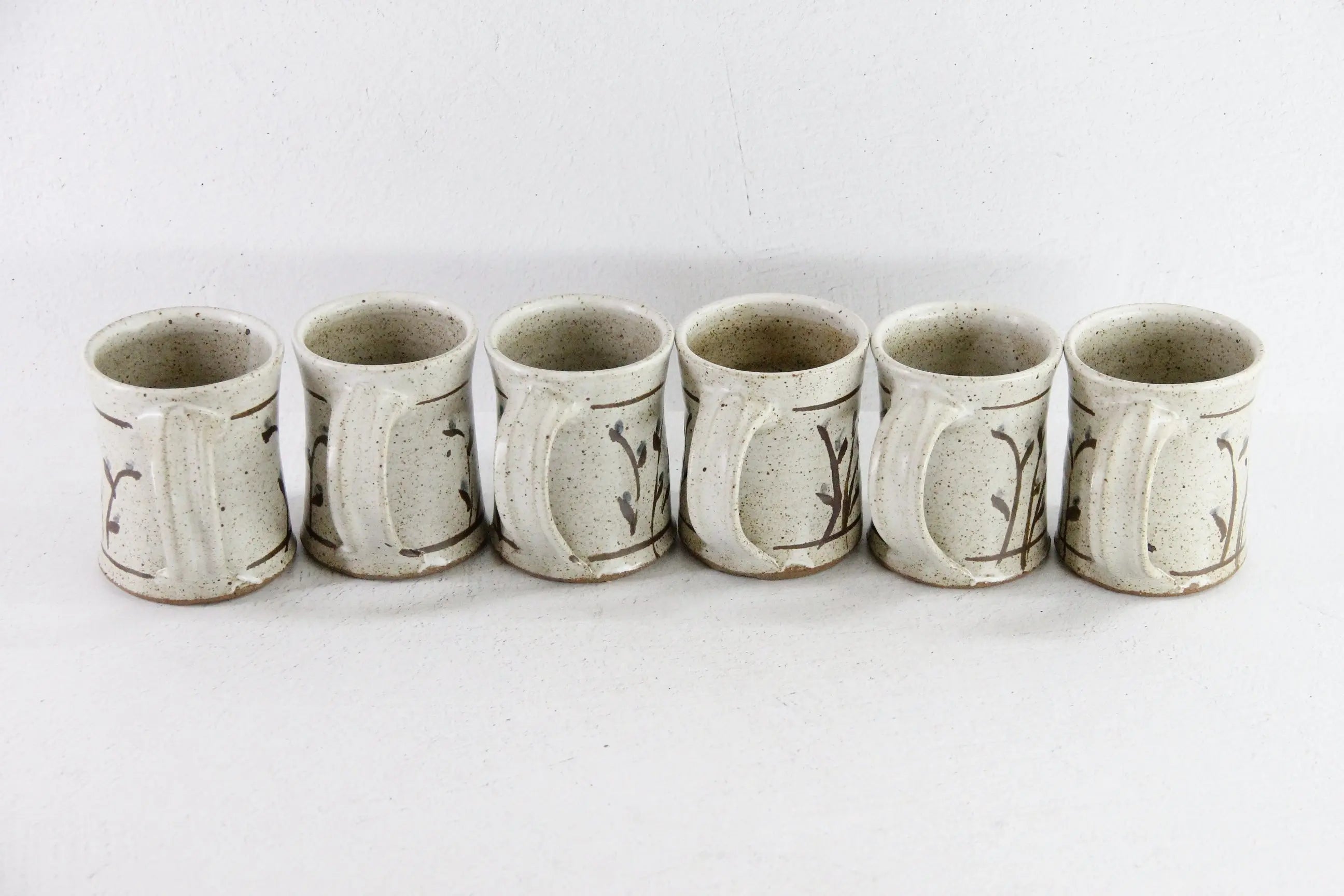 Vintage Pottery Mugs | 6 Hand Made One of a Kind Cup  Debra Hall Lifestyle