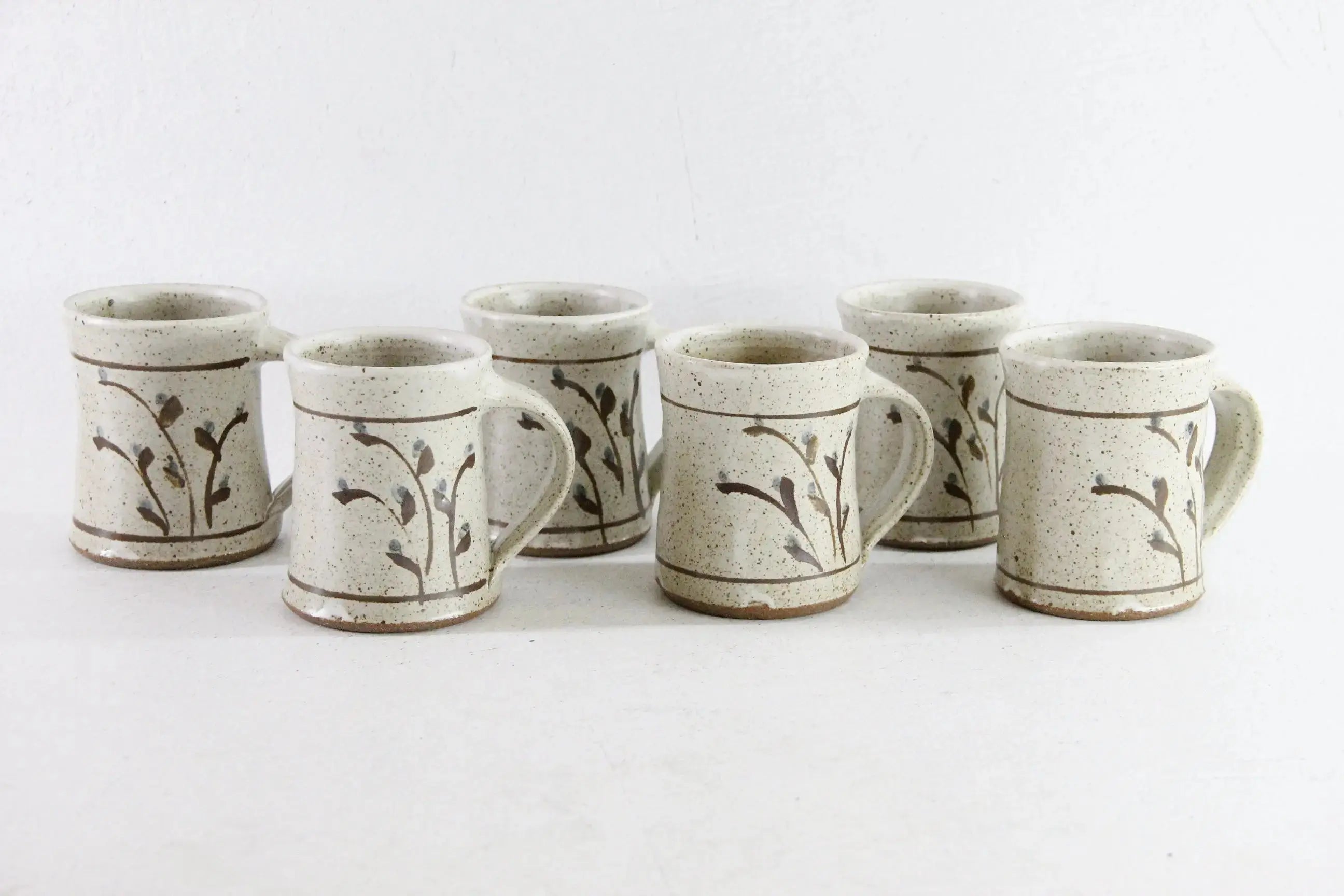 Vintage Pottery Mugs | 6 Hand Made One of a Kind Cup  Debra Hall Lifestyle