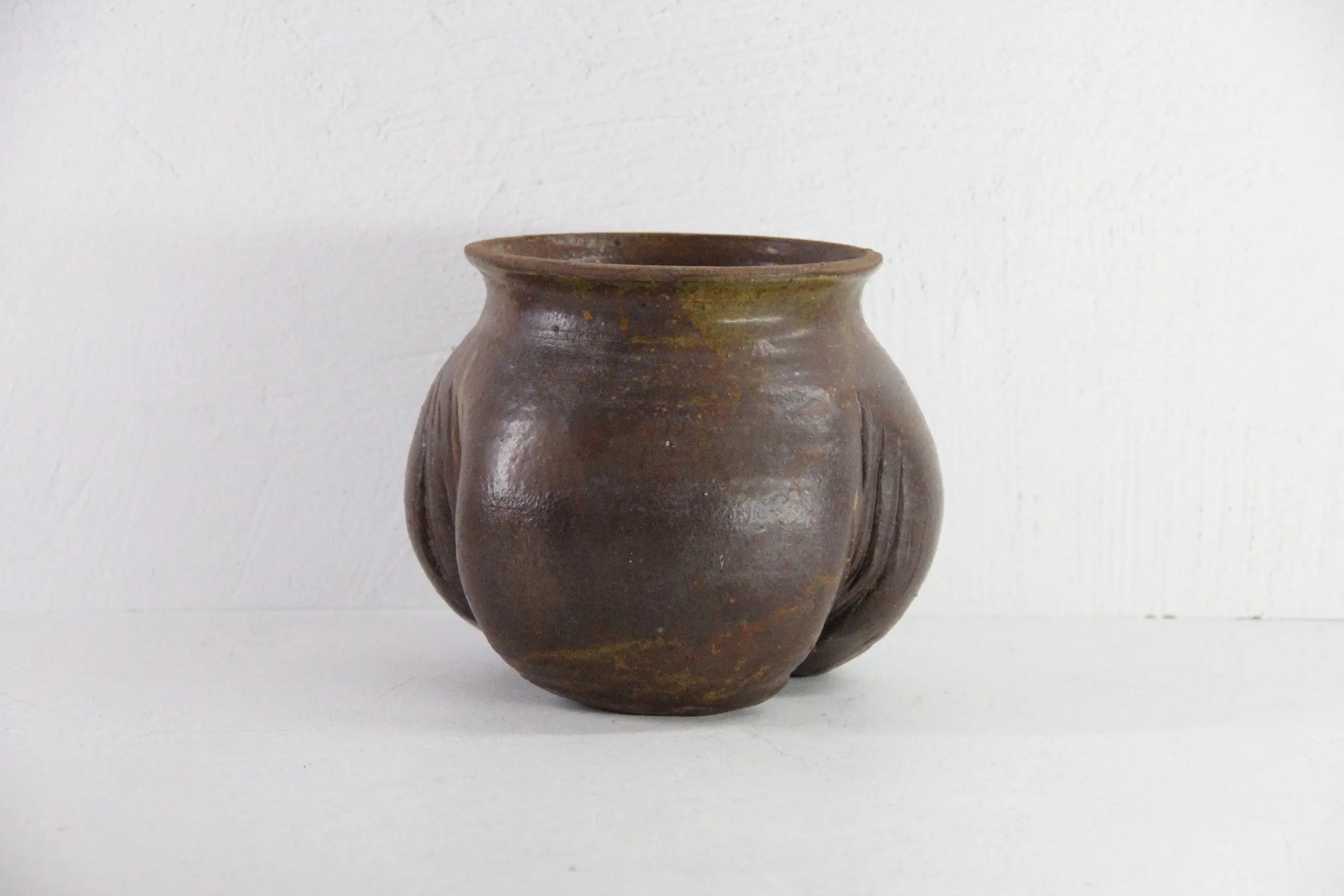 Vintage Pottery Planter | Chocolate Hand Thrown Signed  Debra Hall Lifestyle