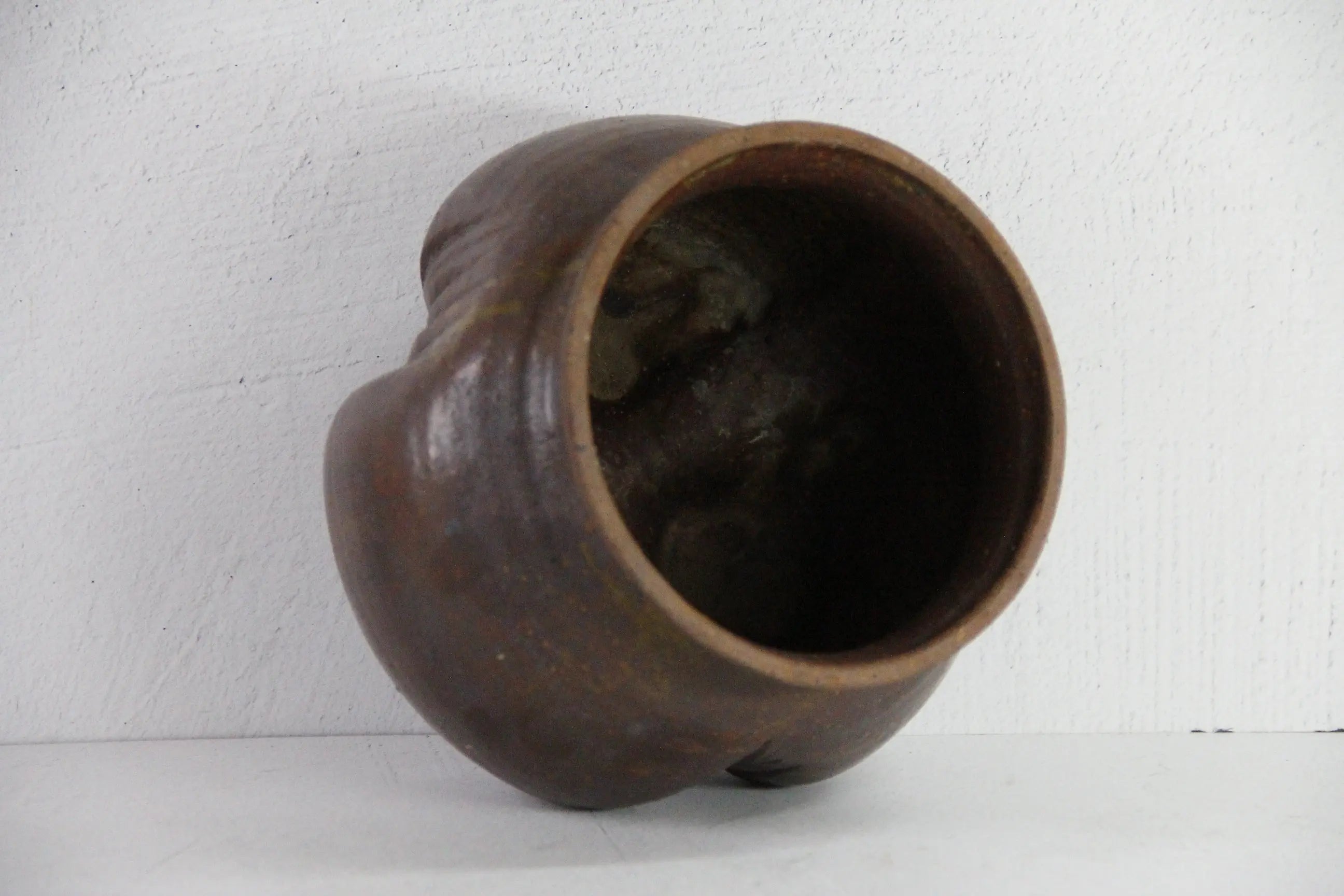 Vintage Pottery Planter | Chocolate Hand Thrown Signed  Debra Hall Lifestyle