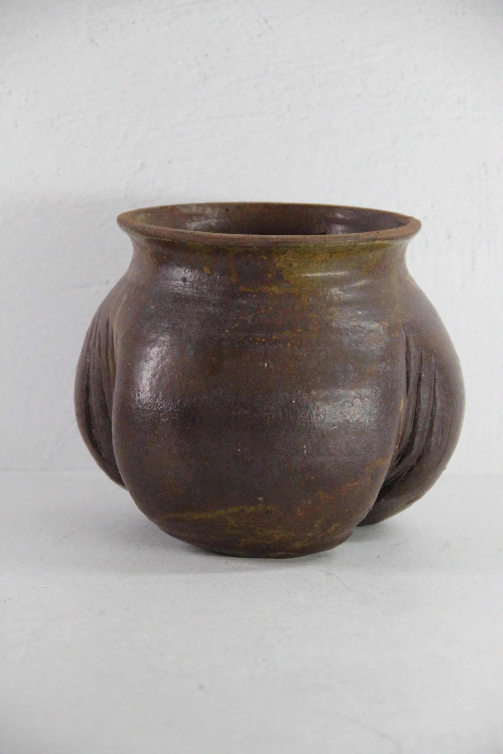 Vintage Pottery Planter | Chocolate Hand Thrown Signed  Debra Hall Lifestyle