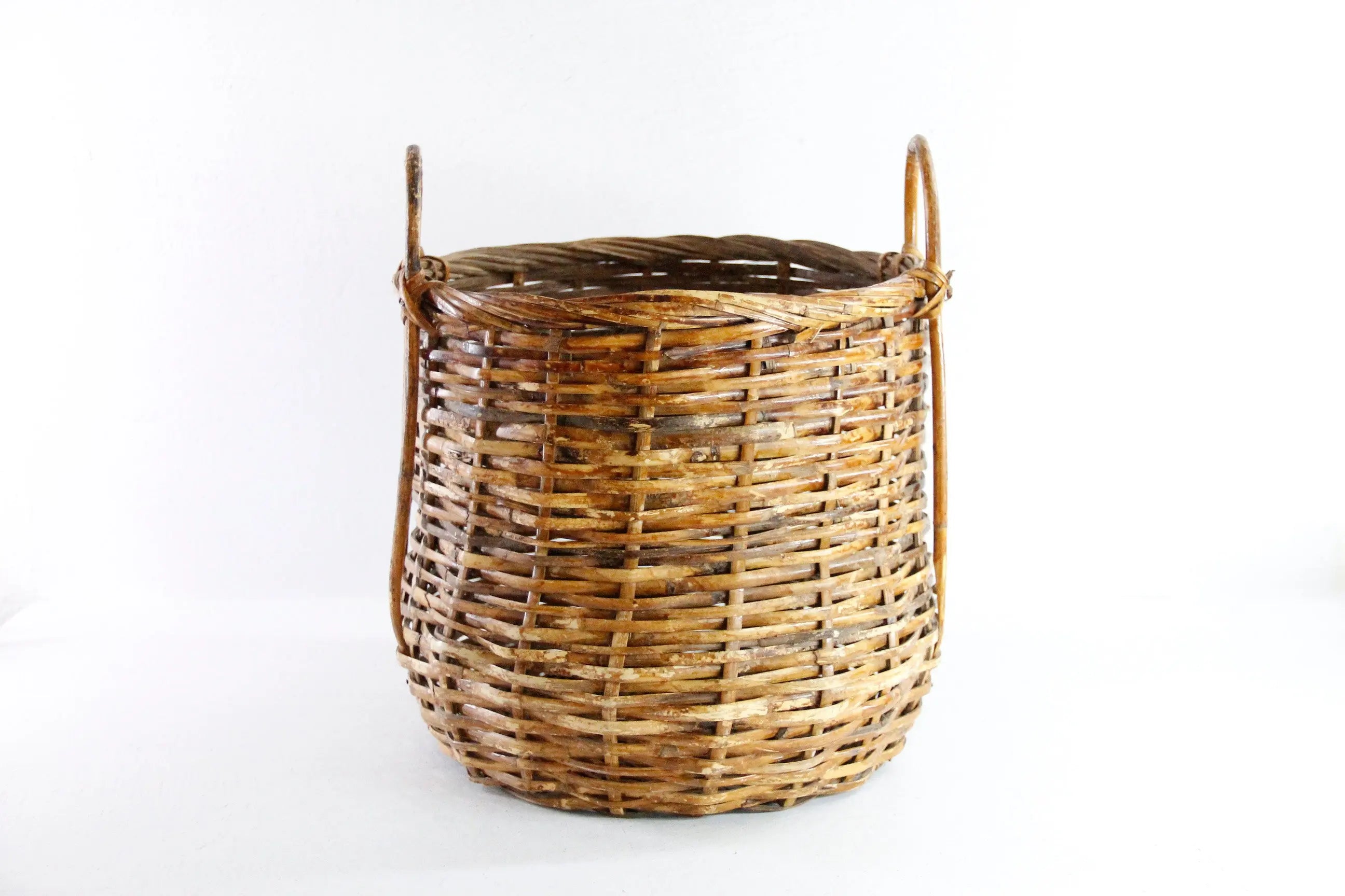 Vintage Rattan Basket With Handles | Midcentury Bamboo Storage  Debra Hall Lifestyle