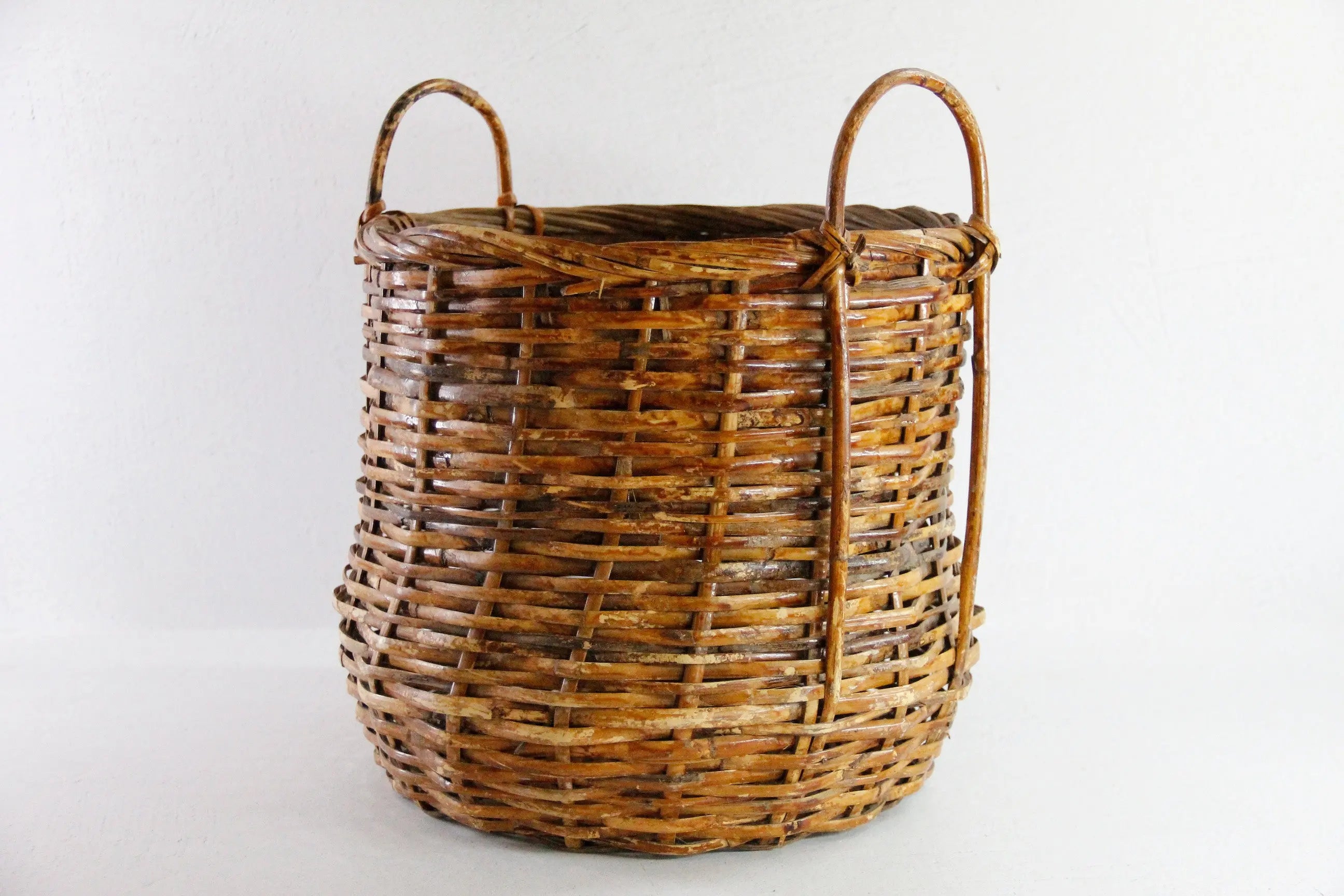Vintage Rattan Basket With Handles | Midcentury Bamboo Storage  Debra Hall Lifestyle