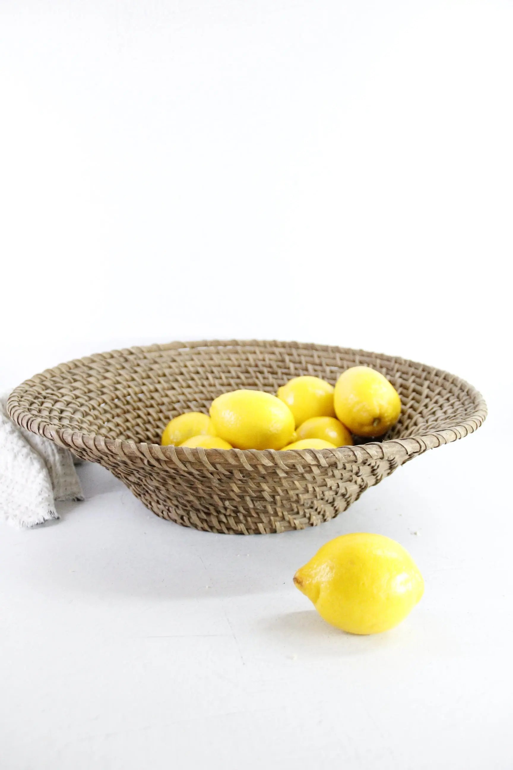 Vintage Rattan Basket | Large Coiled Fruit Bowl  Debra Hall Lifestyle