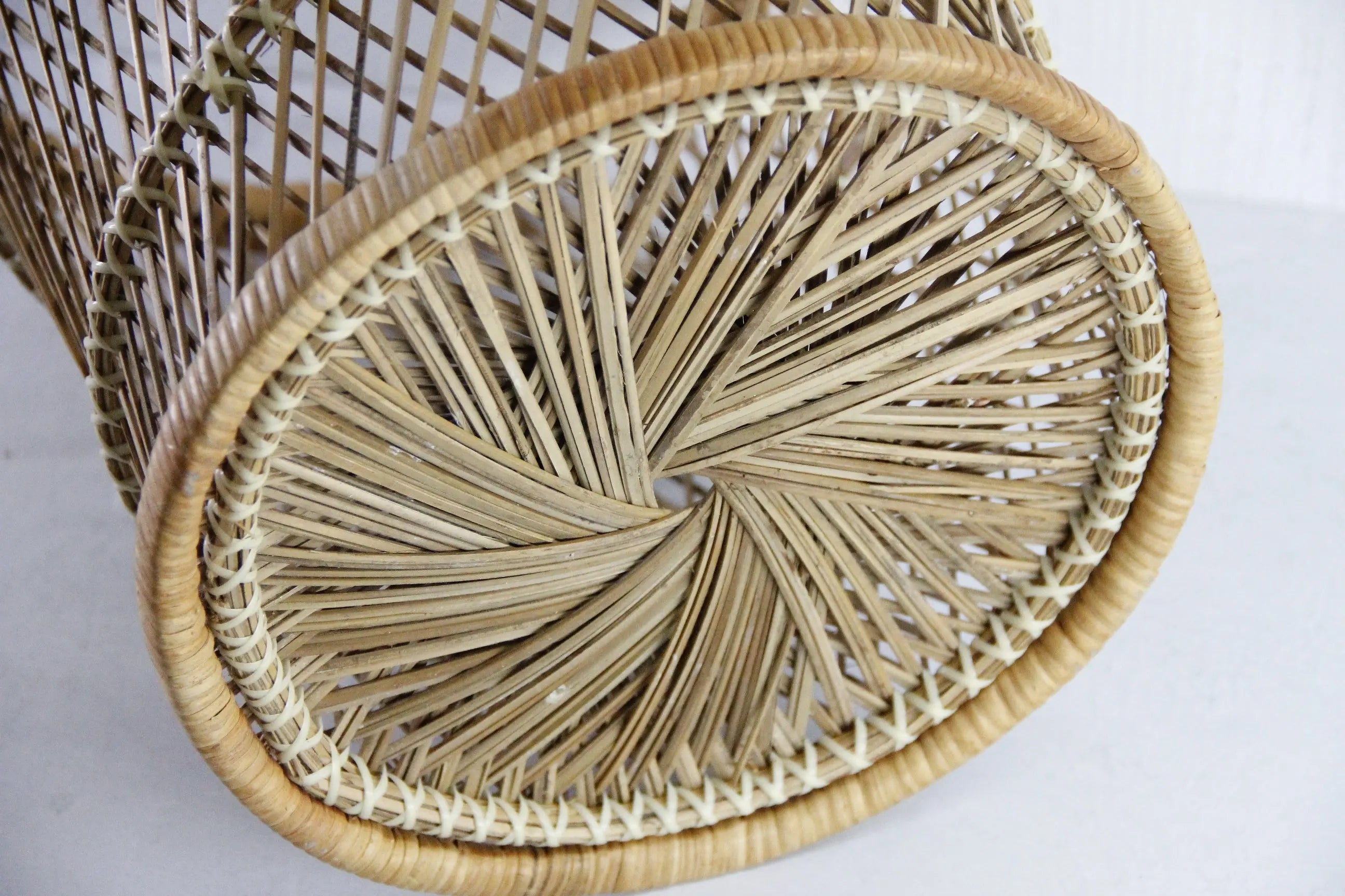 Vintage Rattan Basket | Waste Basket-Side Table Stand  Debra Hall Lifestyle
