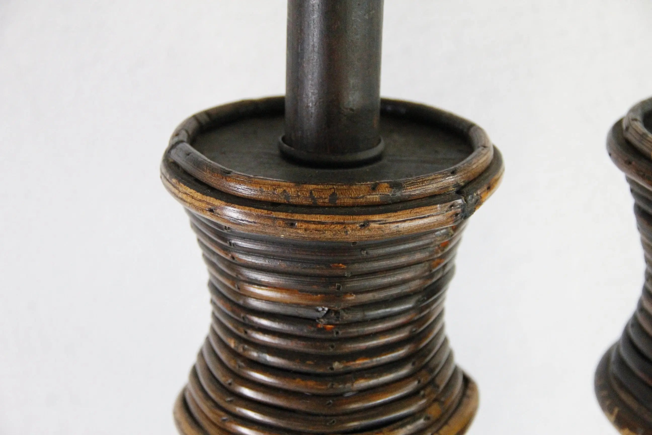 Vintage Rattan Lamp | Coiled Pencil Reed Bamboo Pair  Debra Hall Lifestyle