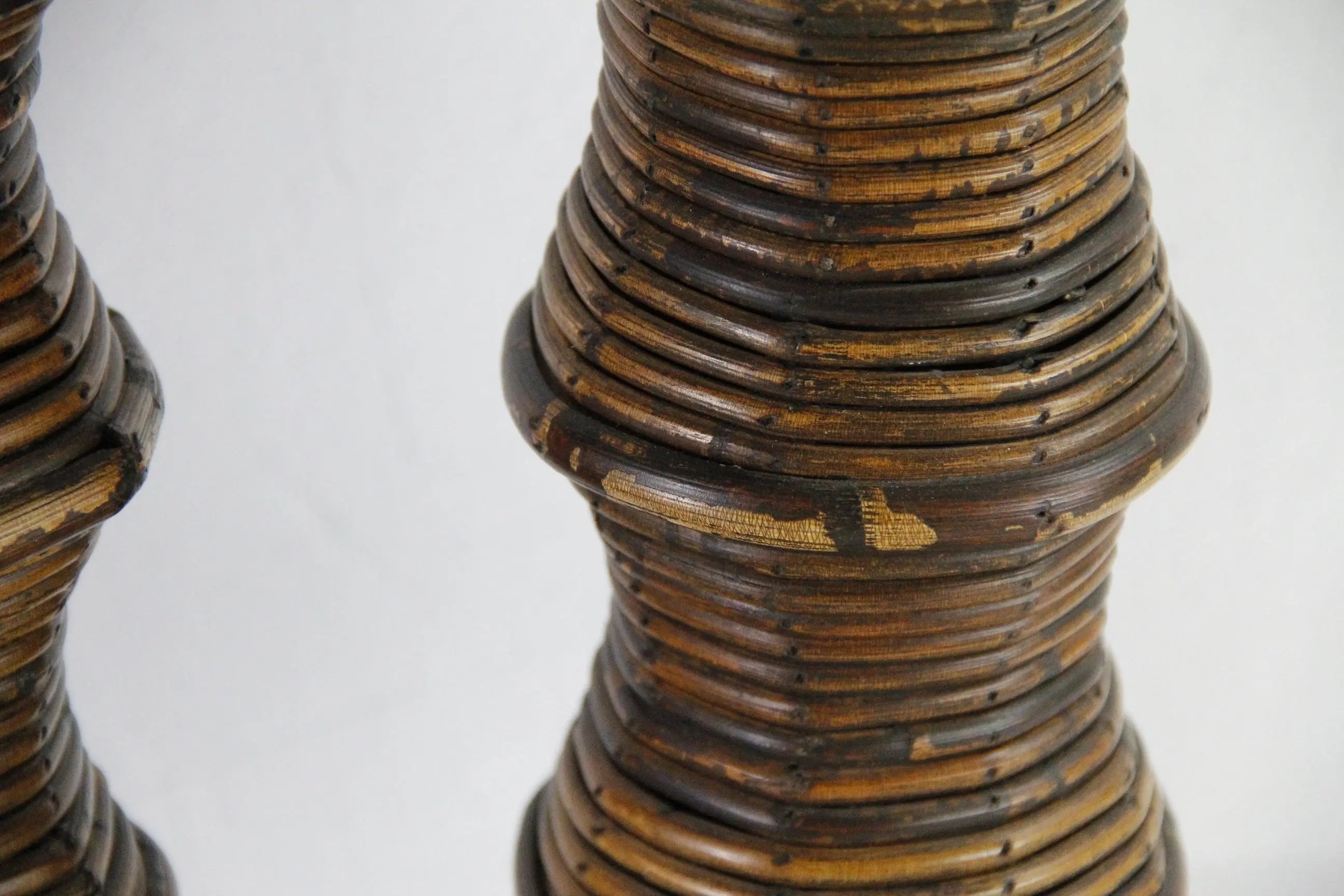 Vintage Rattan Lamp | Coiled Pencil Reed Bamboo Pair  Debra Hall Lifestyle