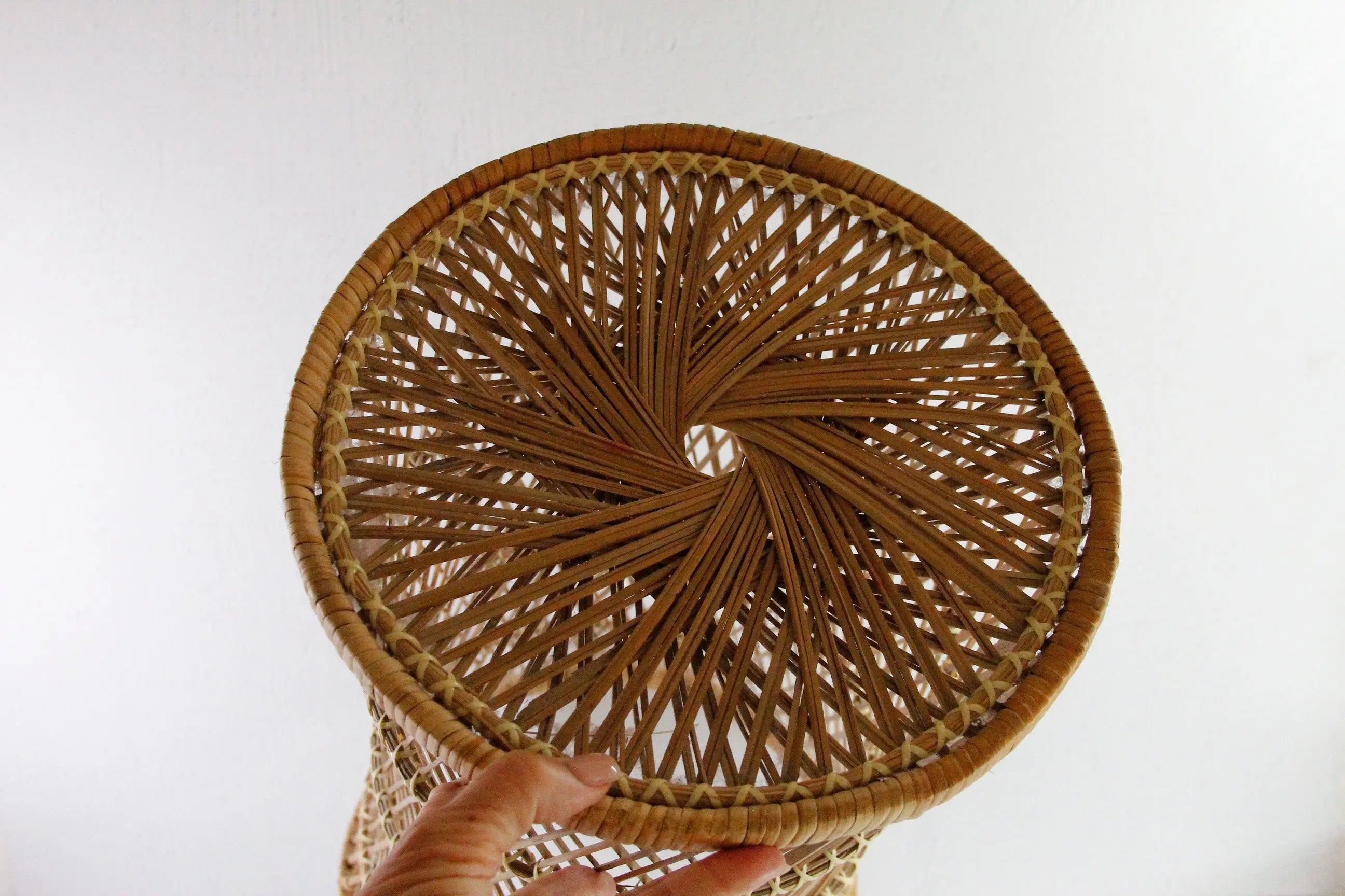 Vintage Rattan Plant Stand | Tall Umbrella Basket