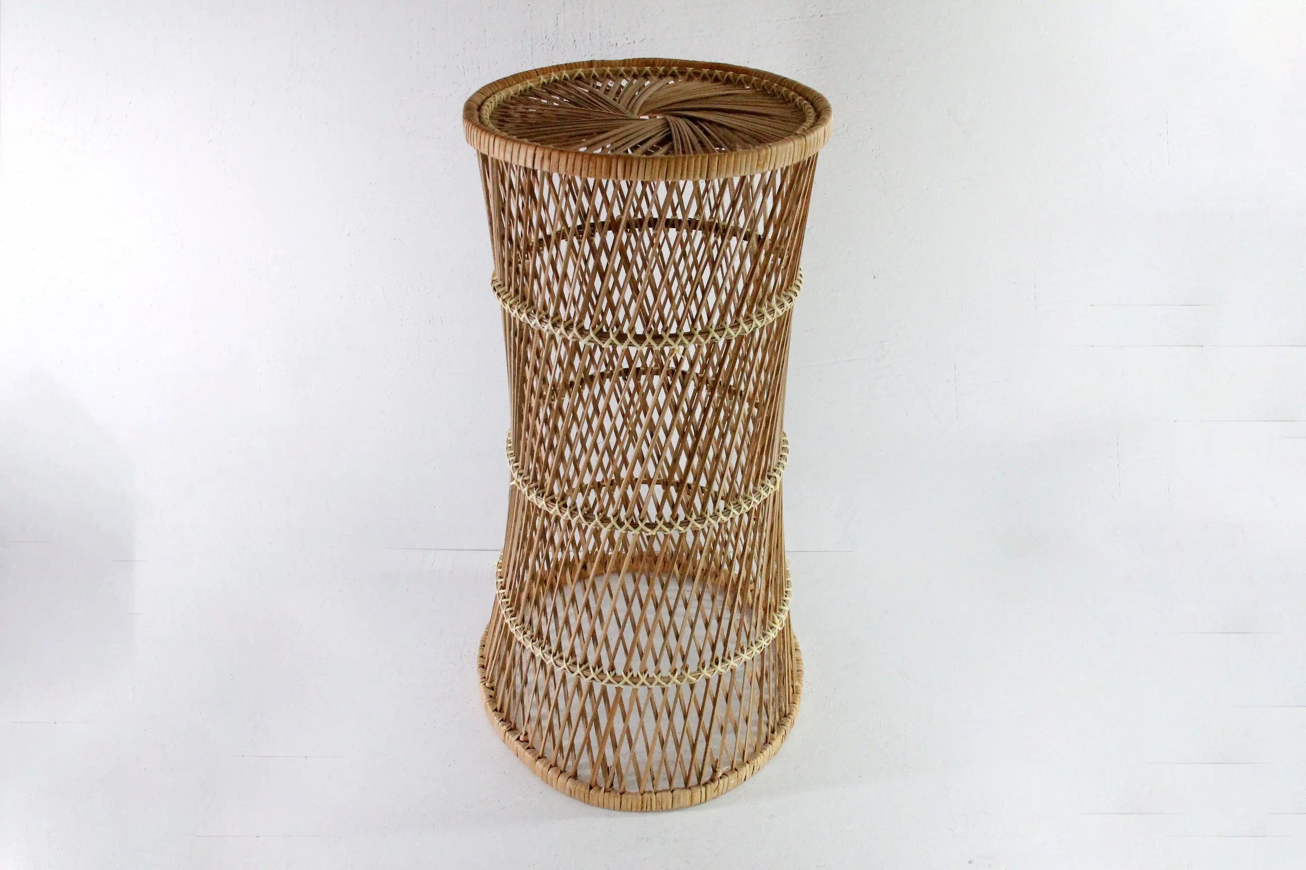 Vintage Rattan Plant Stand | Tall Umbrella Basket