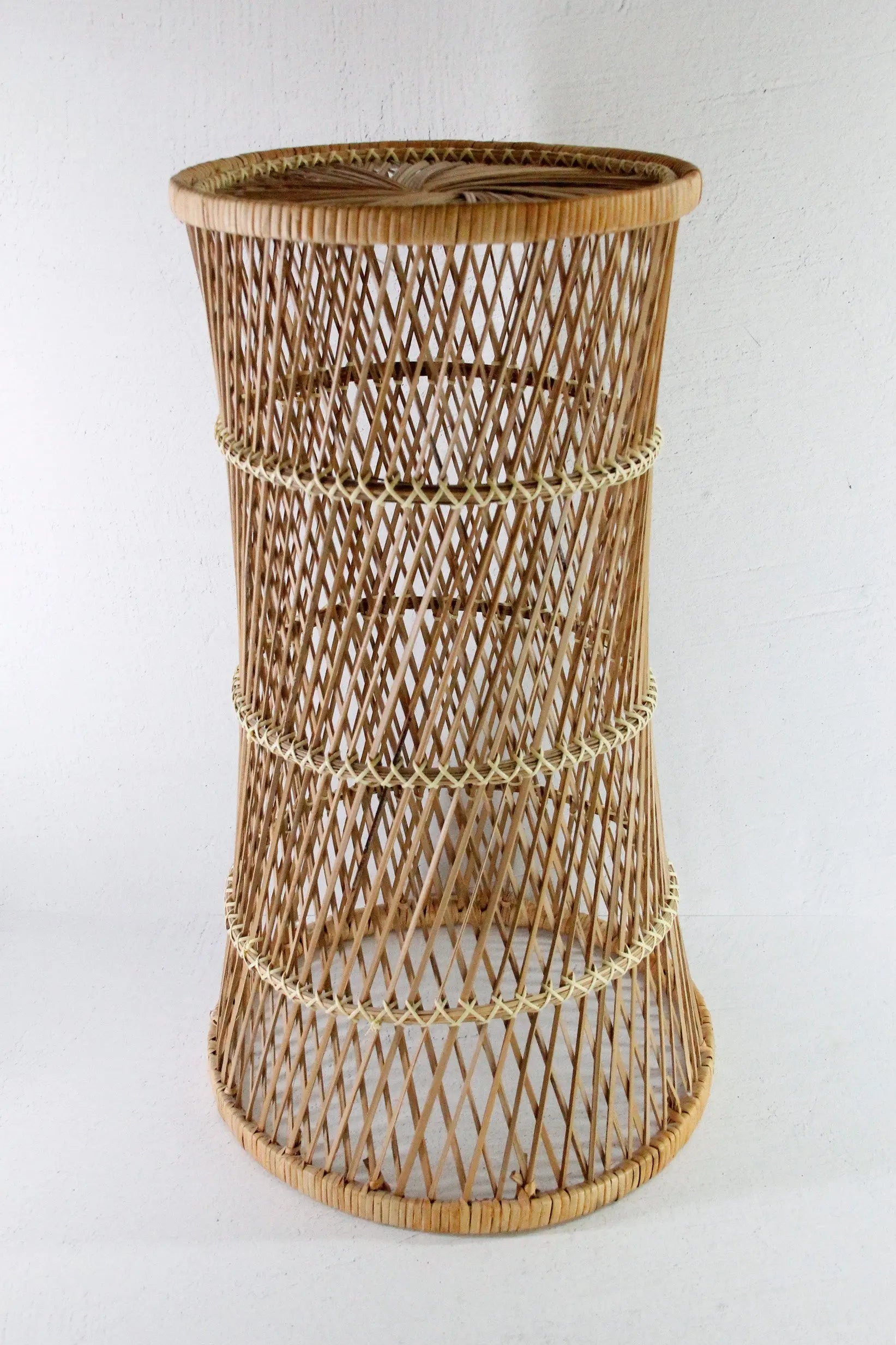 Vintage Rattan Plant Stand | Tall Umbrella Basket