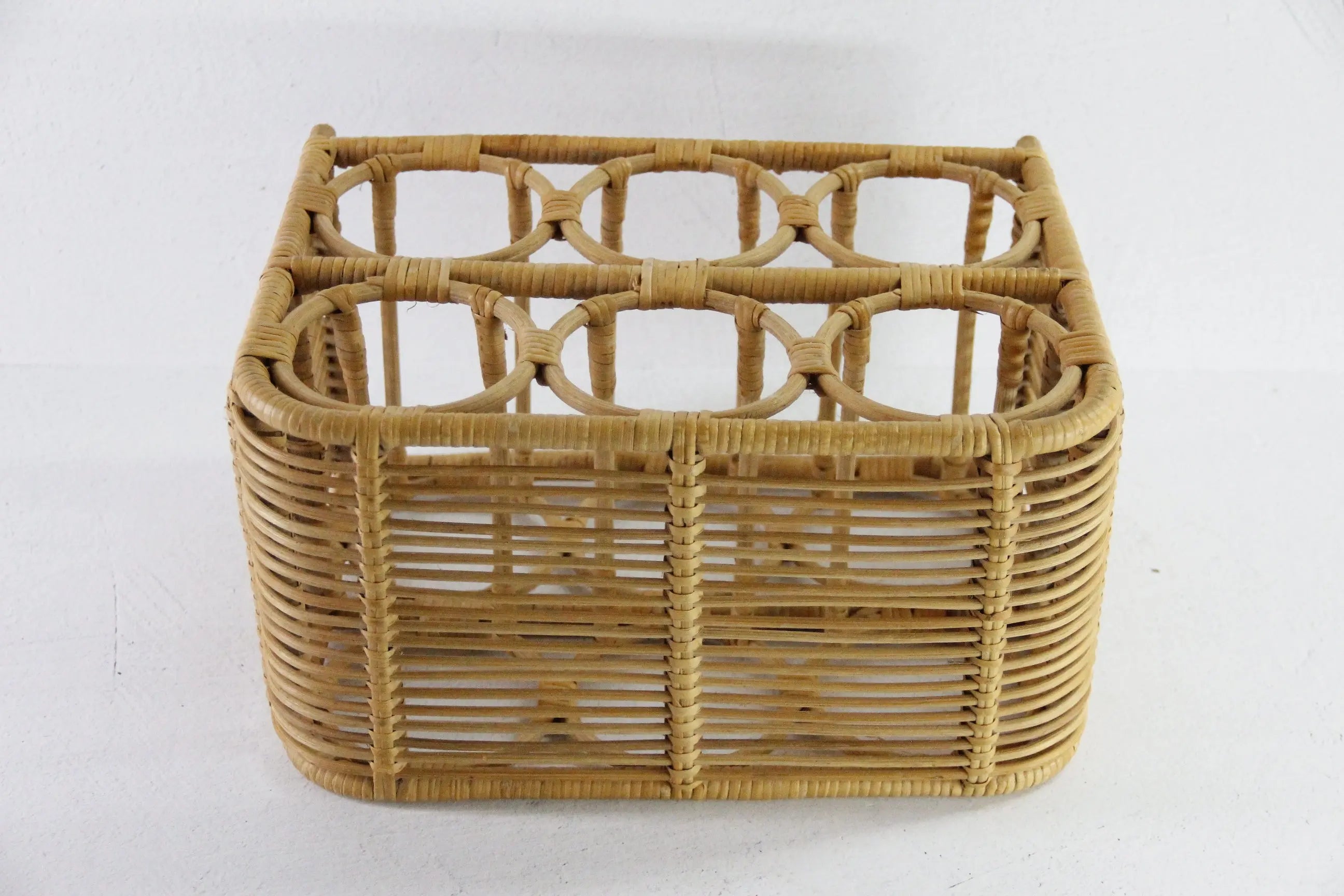 Vintage Rattan Wine Rack | Bamboo Tabletop 6 Bottle  Debra Hall Lifestyle