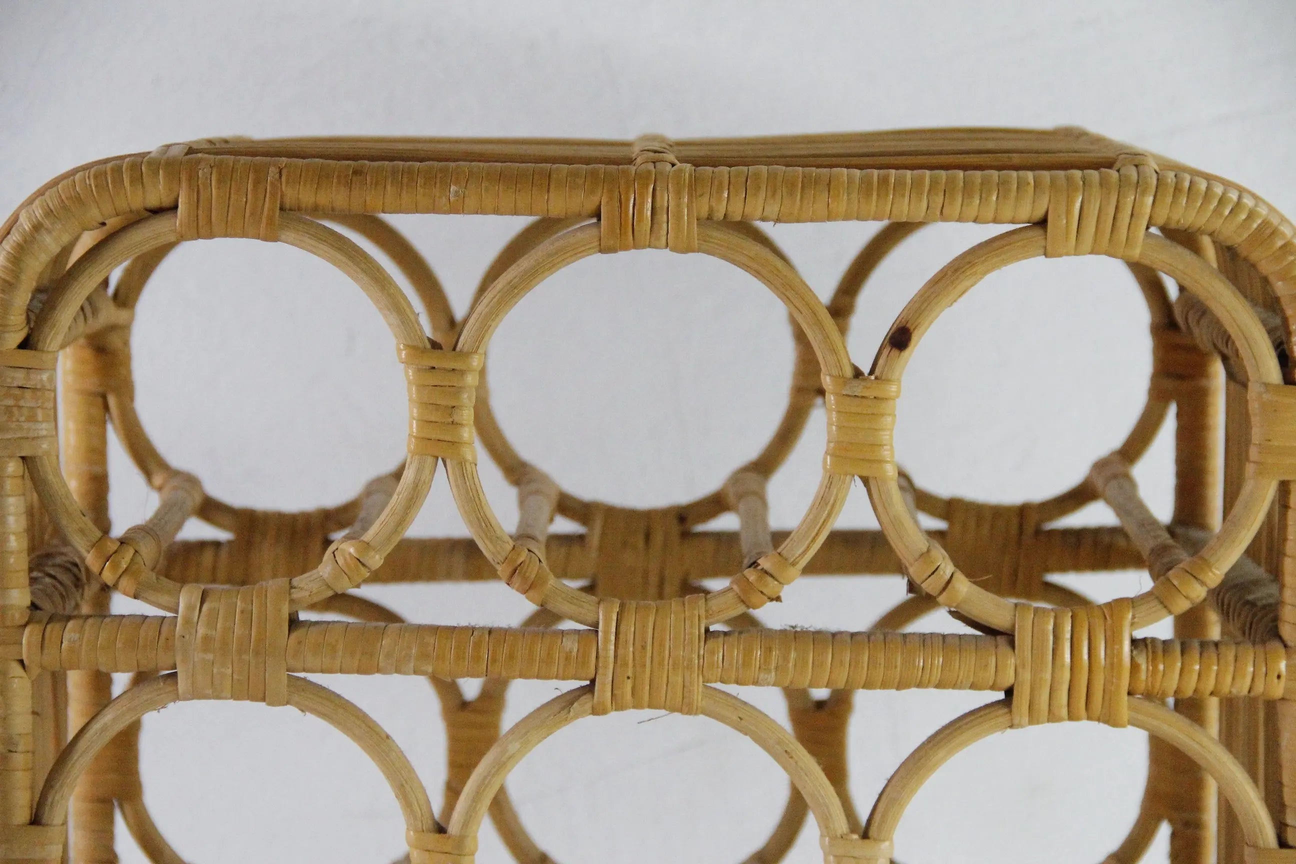 Vintage Rattan Wine Rack | Bamboo Tabletop 6 Bottle  Debra Hall Lifestyle