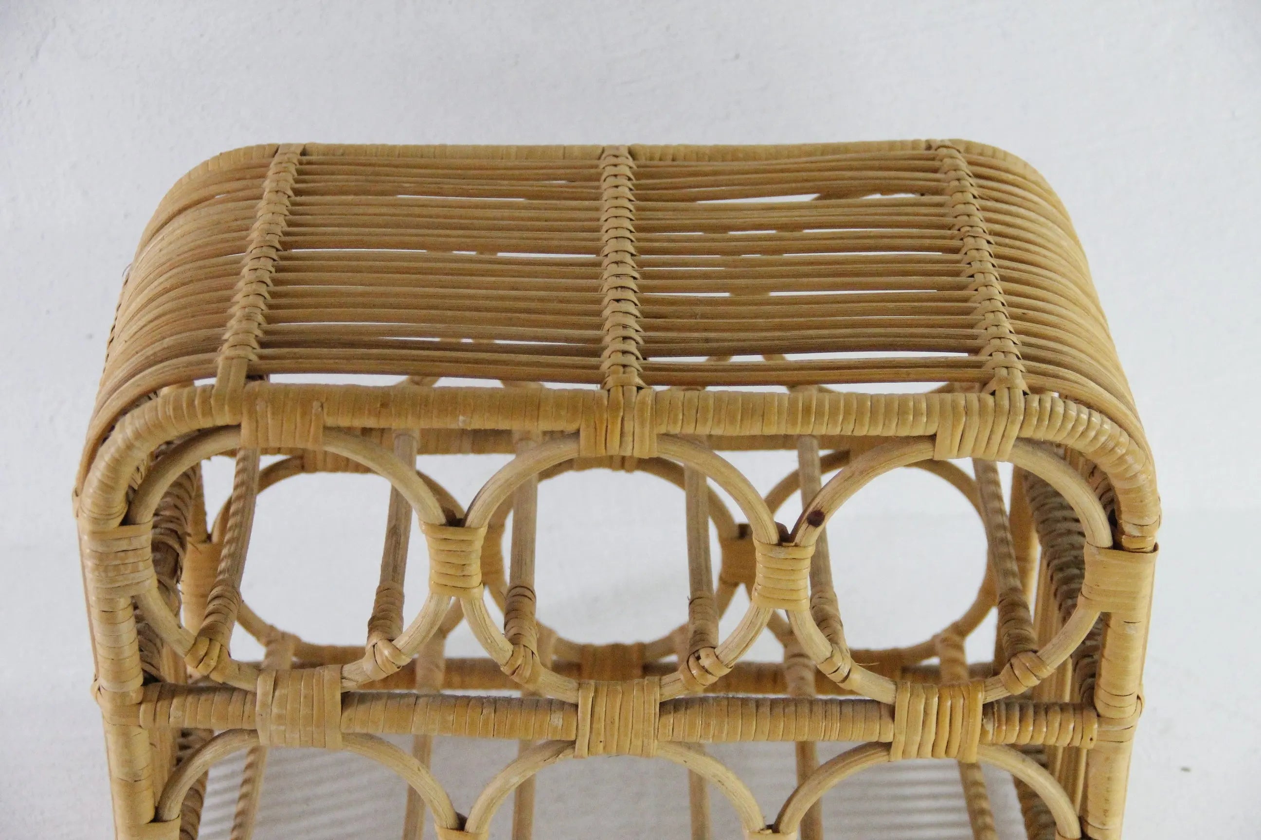 Vintage Rattan Wine Rack | Bamboo Tabletop 6 Bottle  Debra Hall Lifestyle