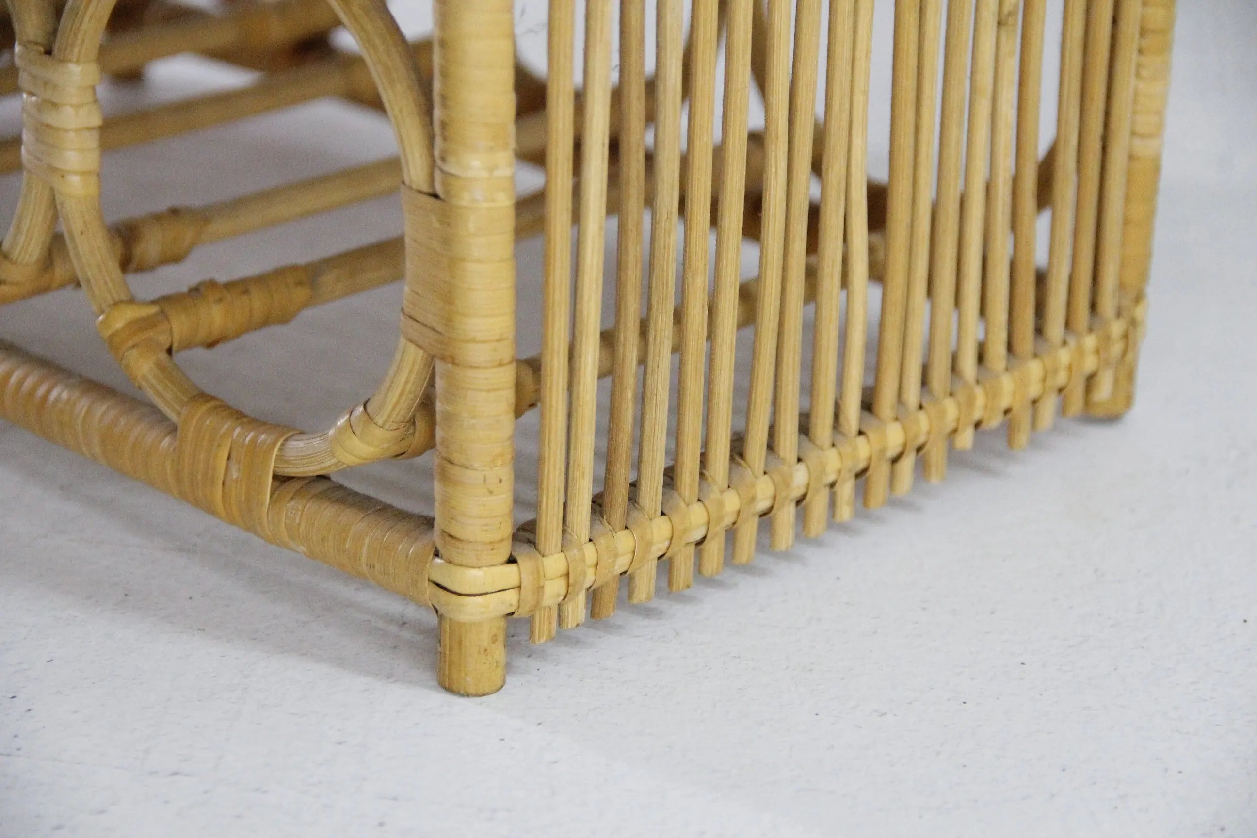 Vintage Rattan Wine Rack | Bamboo Tabletop 6 Bottle  Debra Hall Lifestyle