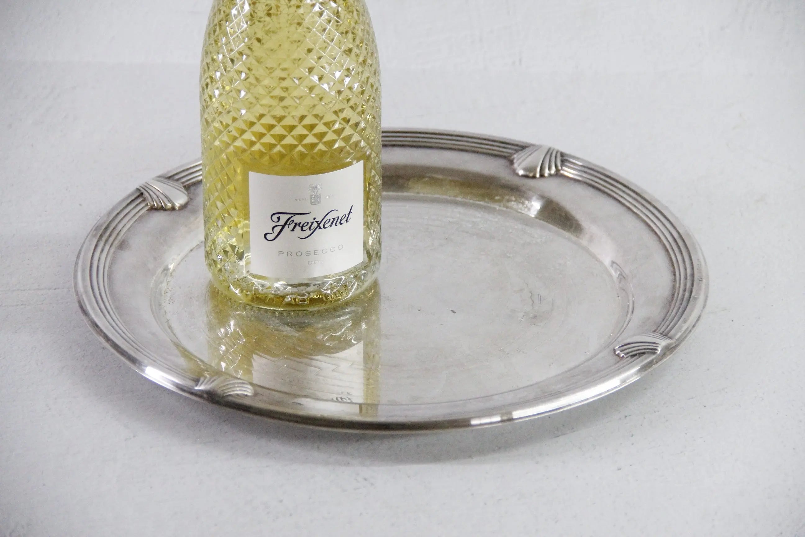 Vintage Round Silver Tray | Coastal Seashell 12.5" Barware Gallery  Debra Hall Lifestyle