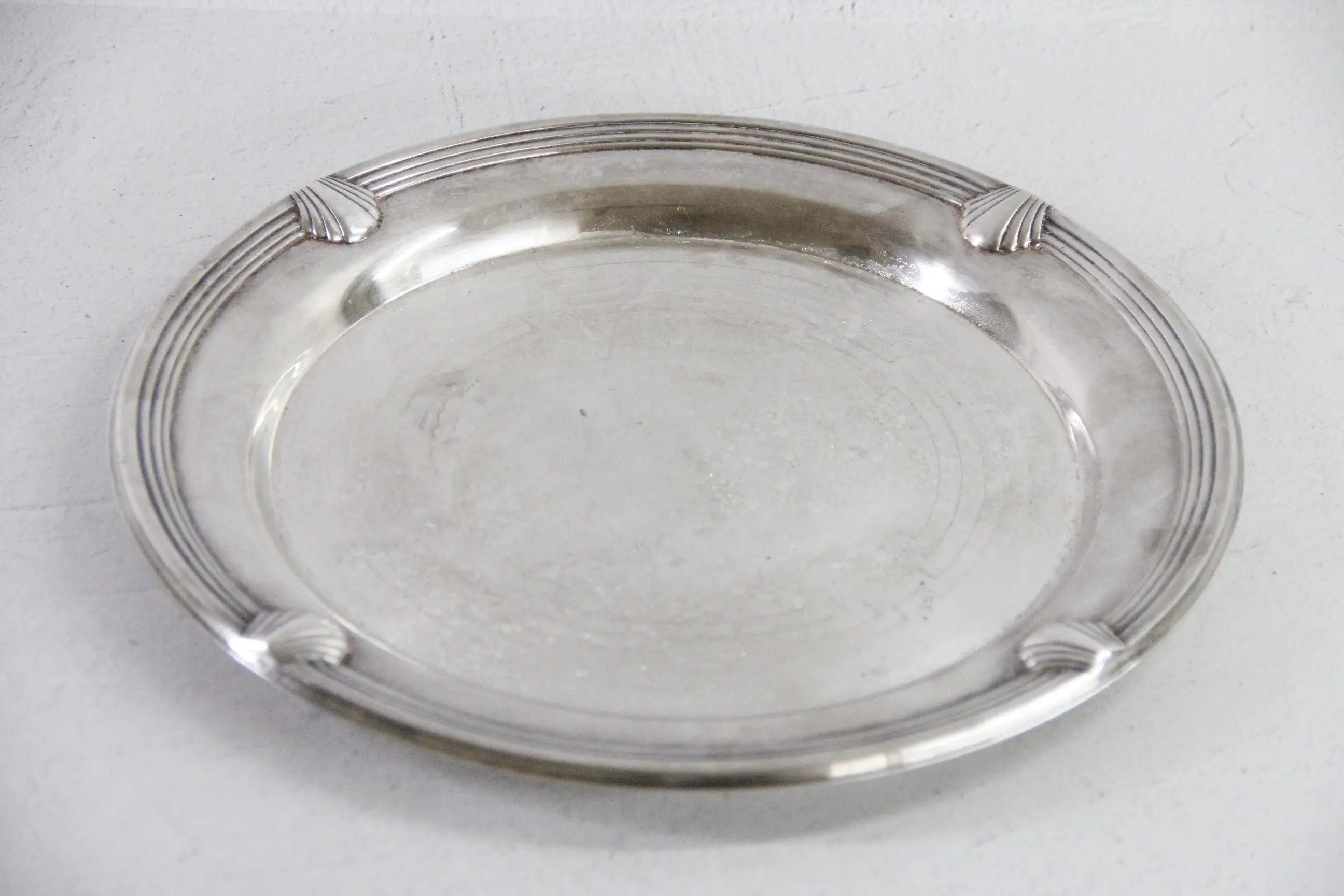 Vintage Round Silver Tray | Coastal Seashell 12.5" Barware Gallery  Debra Hall Lifestyle
