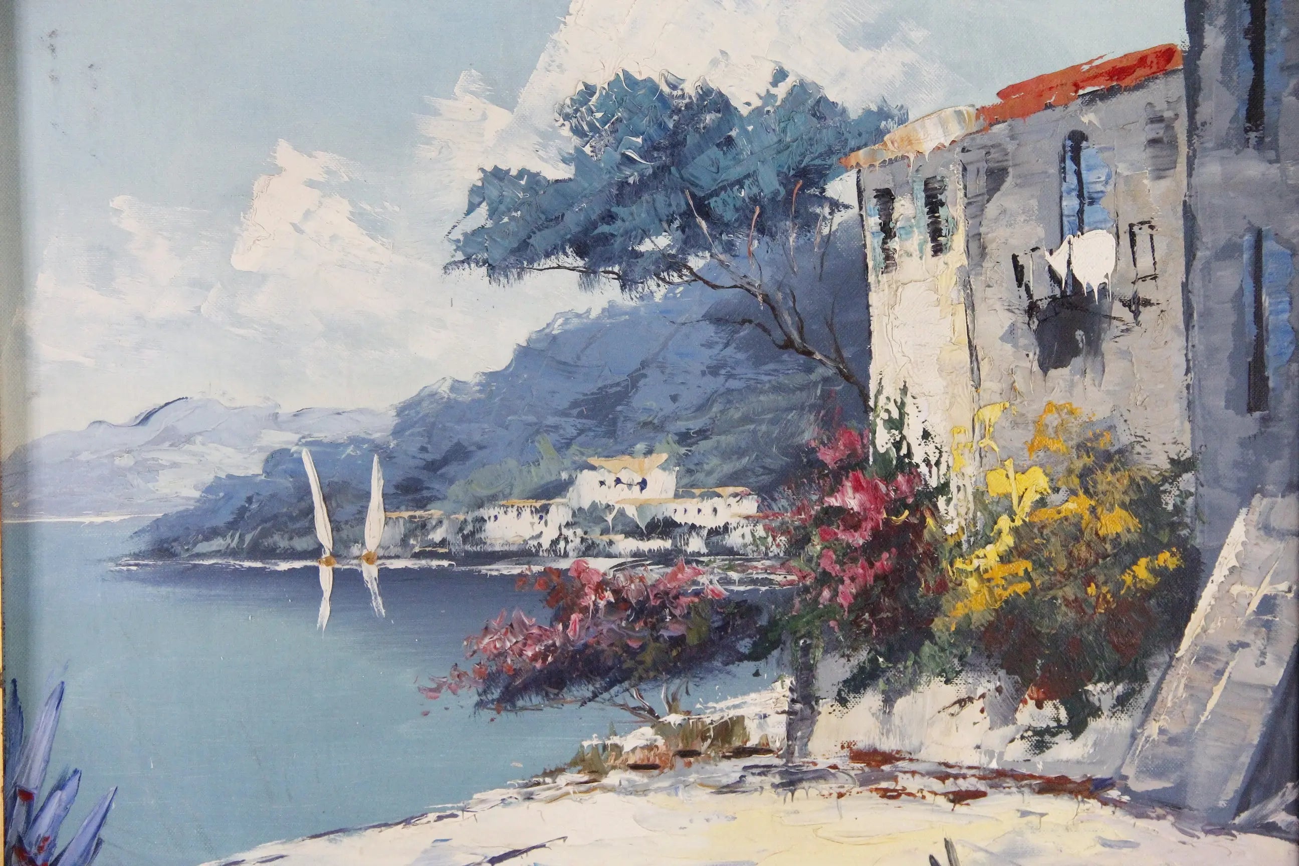 Vintage Seascape Oil Painting | Vibrant Italian Villa  Debra Hall Lifestyle