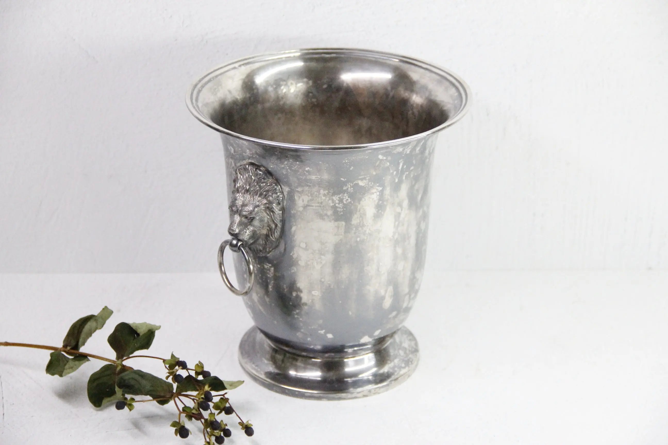 Vintage Silver Champagne Bucket | French Lions Head Handles  Debra Hall Lifestyle