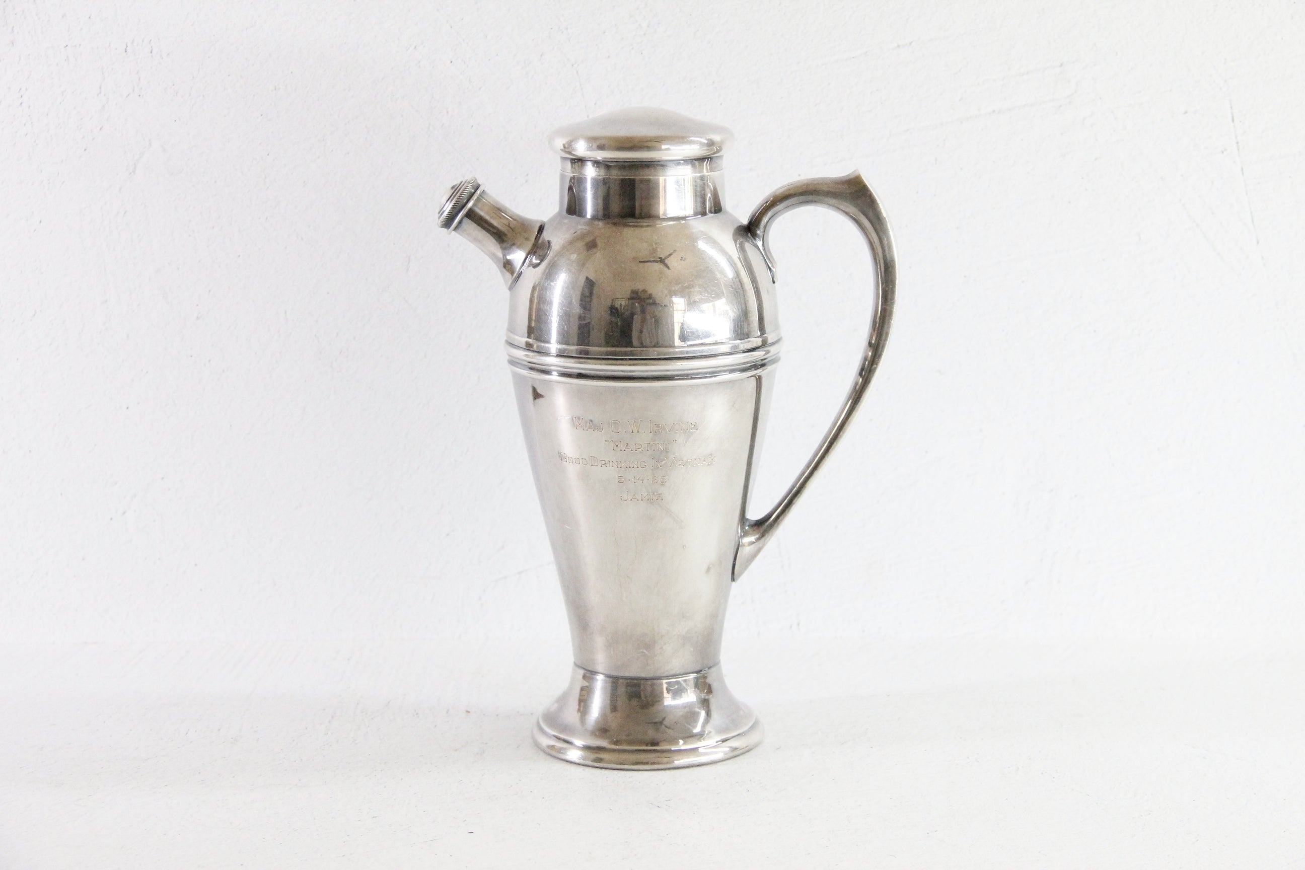 Vintage Silver CocKtail Shaker | Veteran Engraved Souvenir  Debra Hall Lifestyle