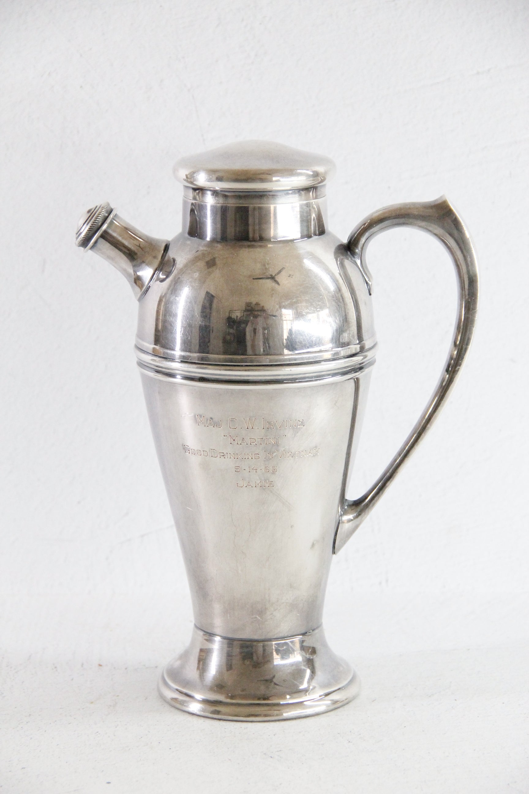 Vintage Silver CocKtail Shaker | Veteran Engraved Souvenir  Debra Hall Lifestyle