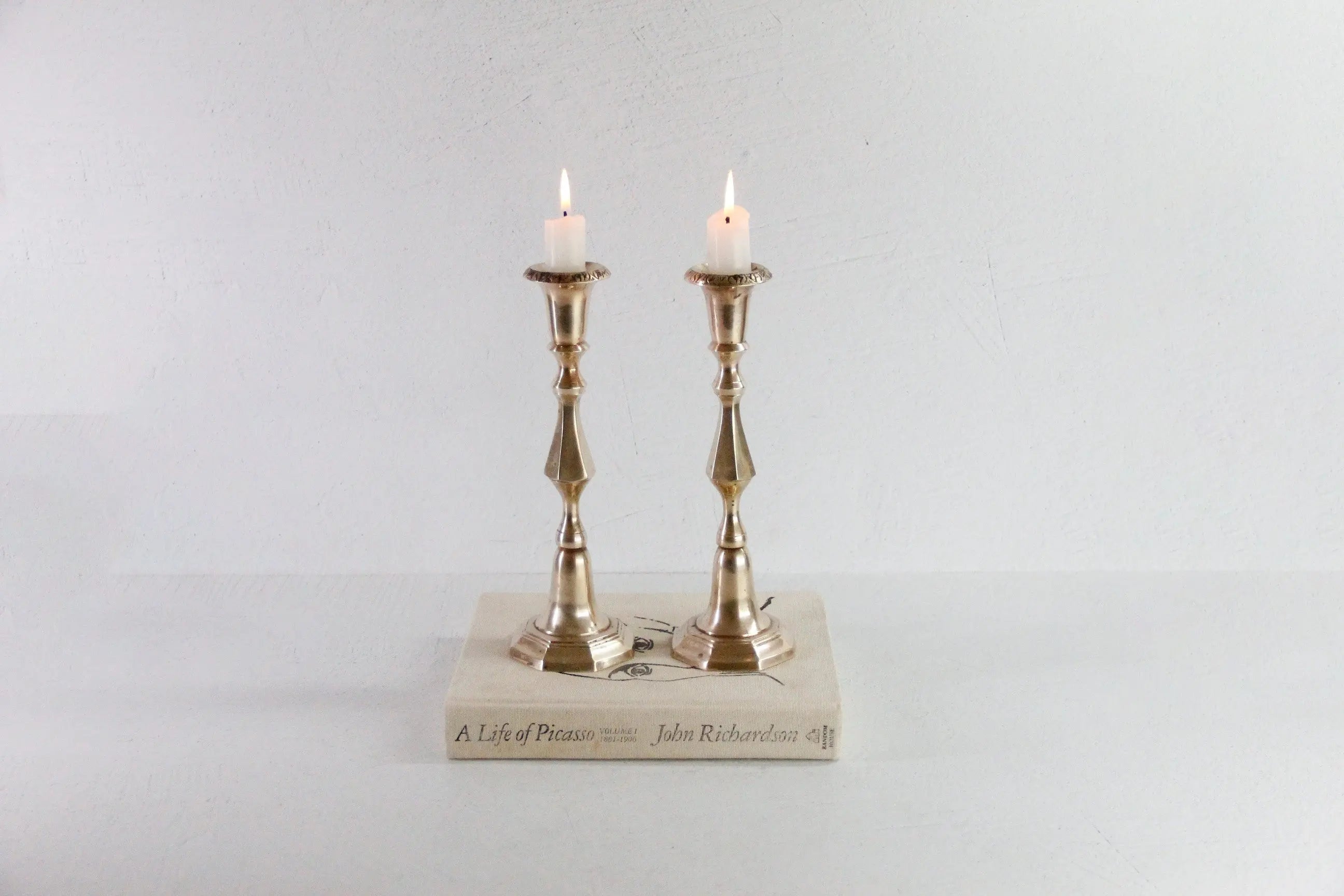 Vintage Solid Brass Candle Holder | French Style Set of 2  Debra Hall Lifestyle