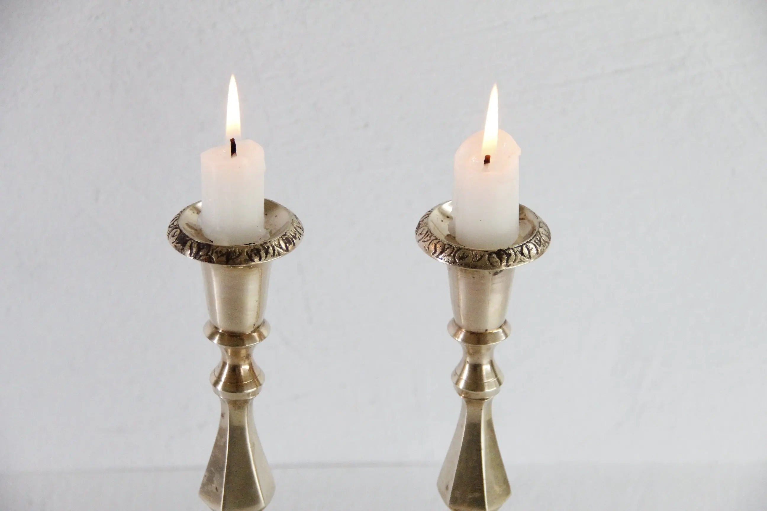 Vintage Solid Brass Candle Holder | French Style Set of 2  Debra Hall Lifestyle