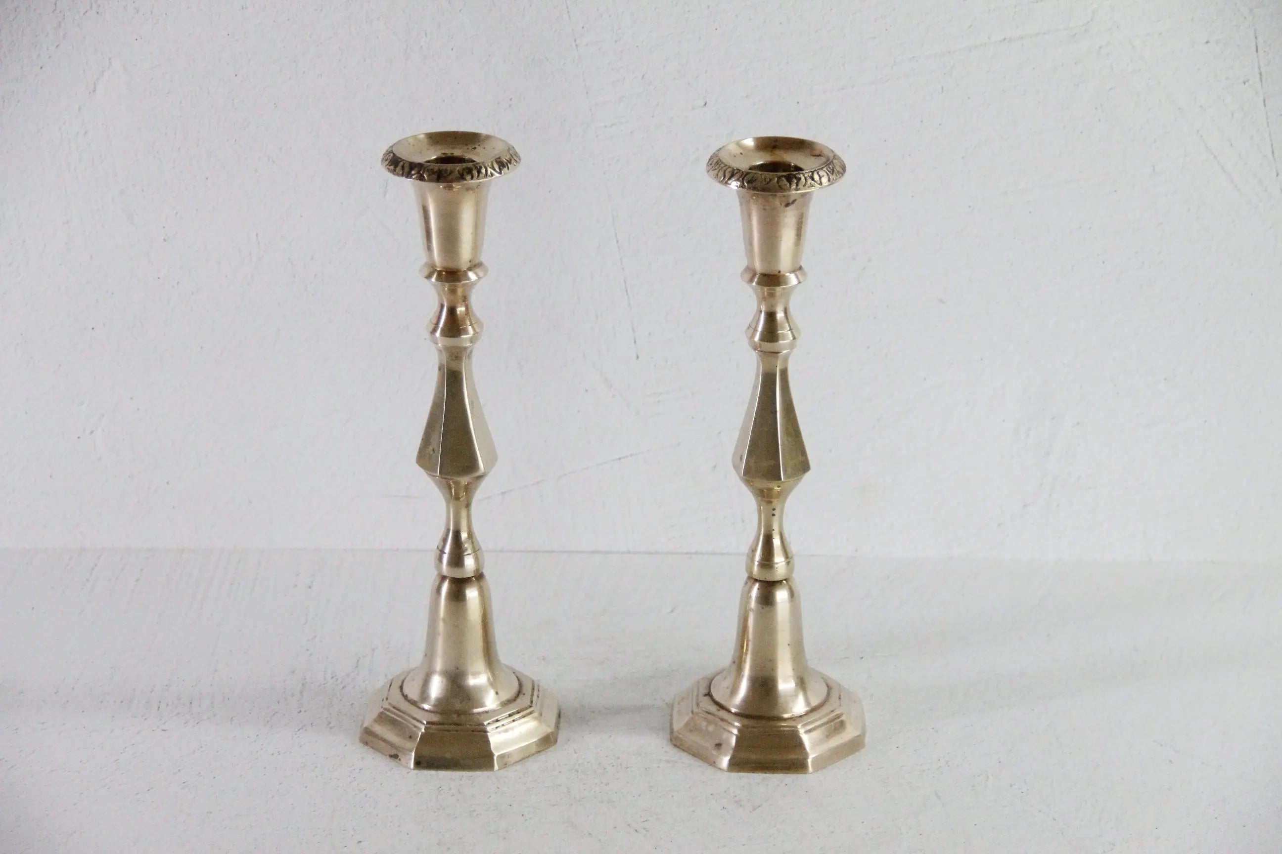 Vintage Solid Brass Candle Holder | French Style Set of 2  Debra Hall Lifestyle