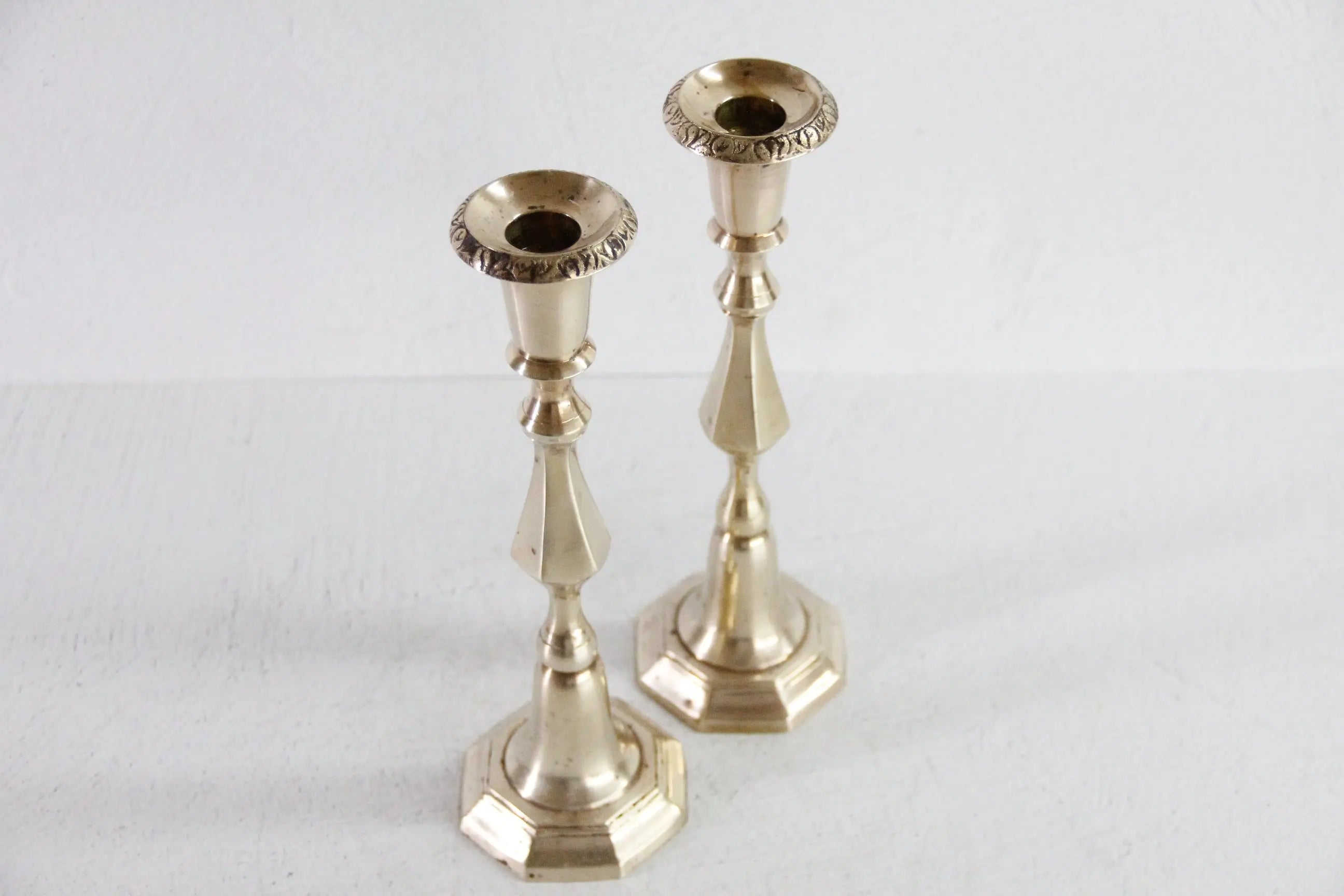 Vintage Solid Brass Candle Holder | French Style Set of 2  Debra Hall Lifestyle