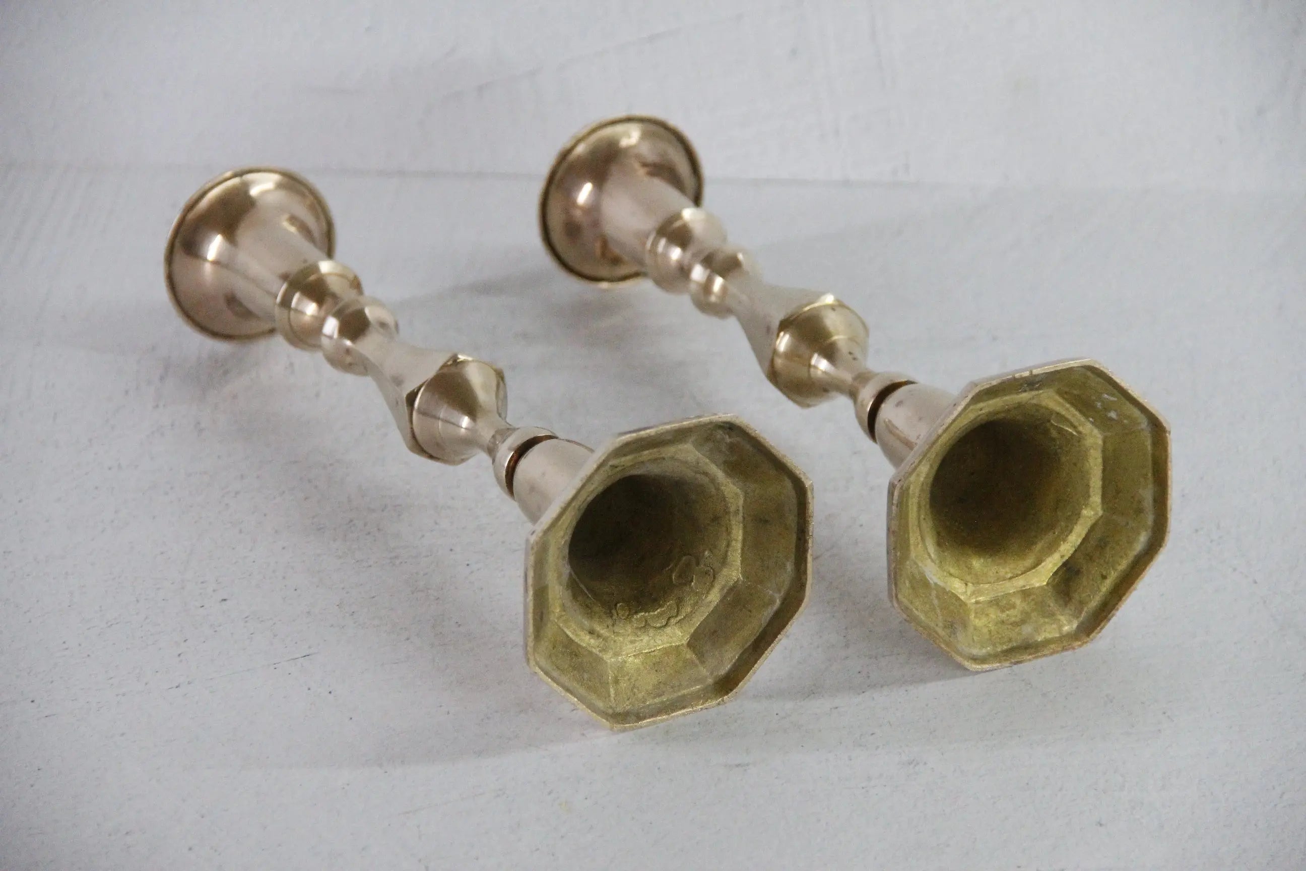 Vintage Solid Brass Candle Holder | French Style Set of 2  Debra Hall Lifestyle